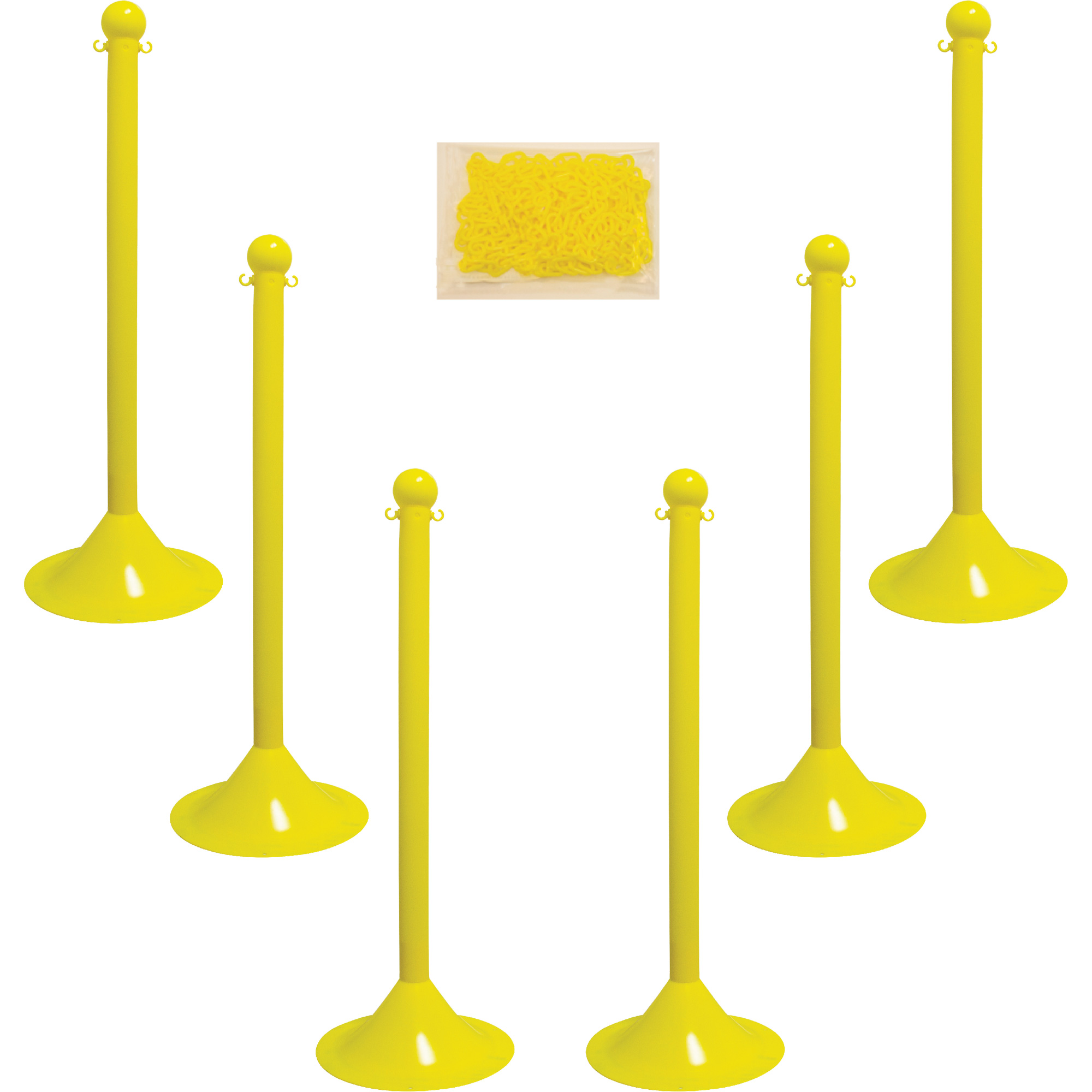 Trousse de poteaux et chaîne pour service léger, Hauteur de 41", Jaune