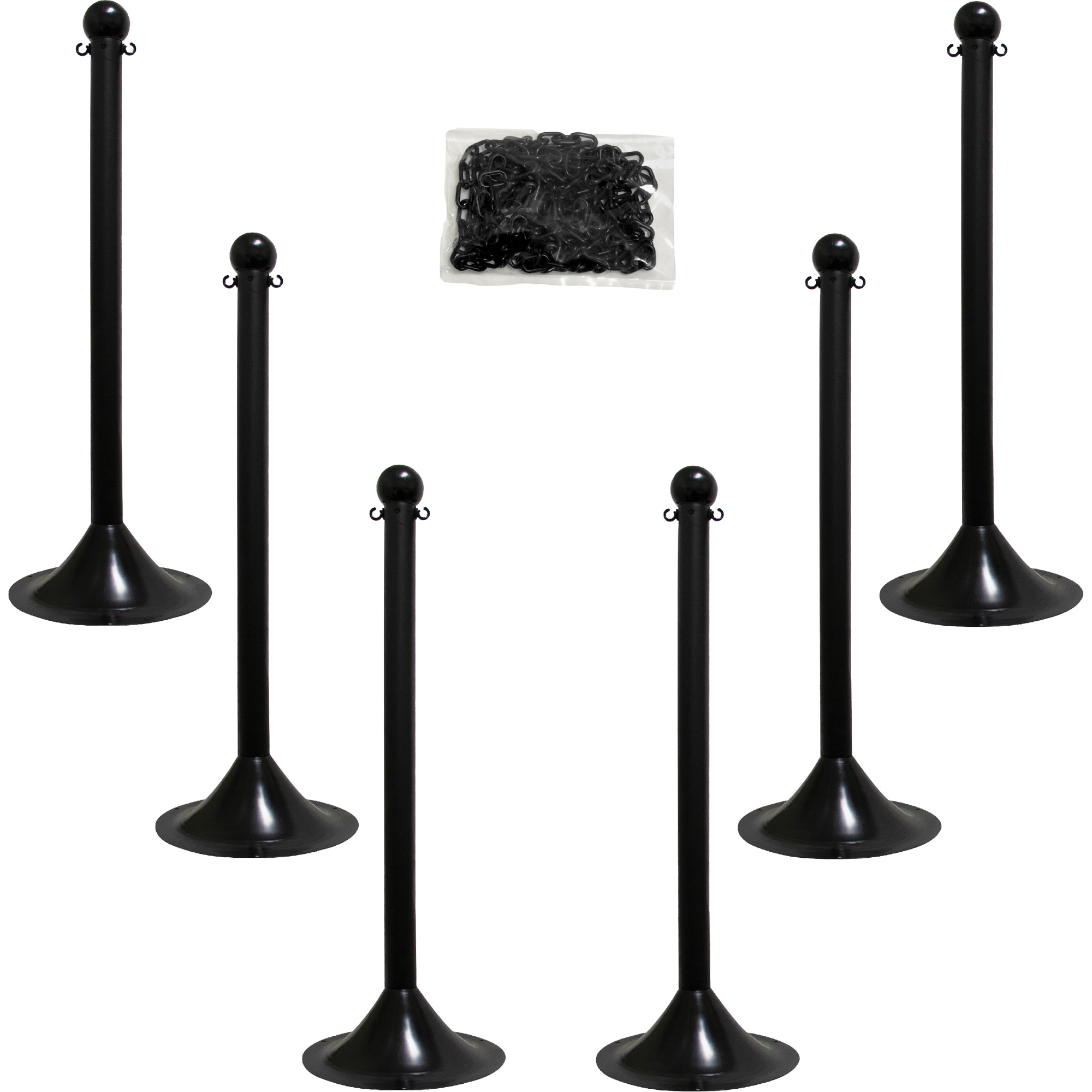 Trousse de poteaux et chaîne pour service léger, Hauteur de 41", Noir