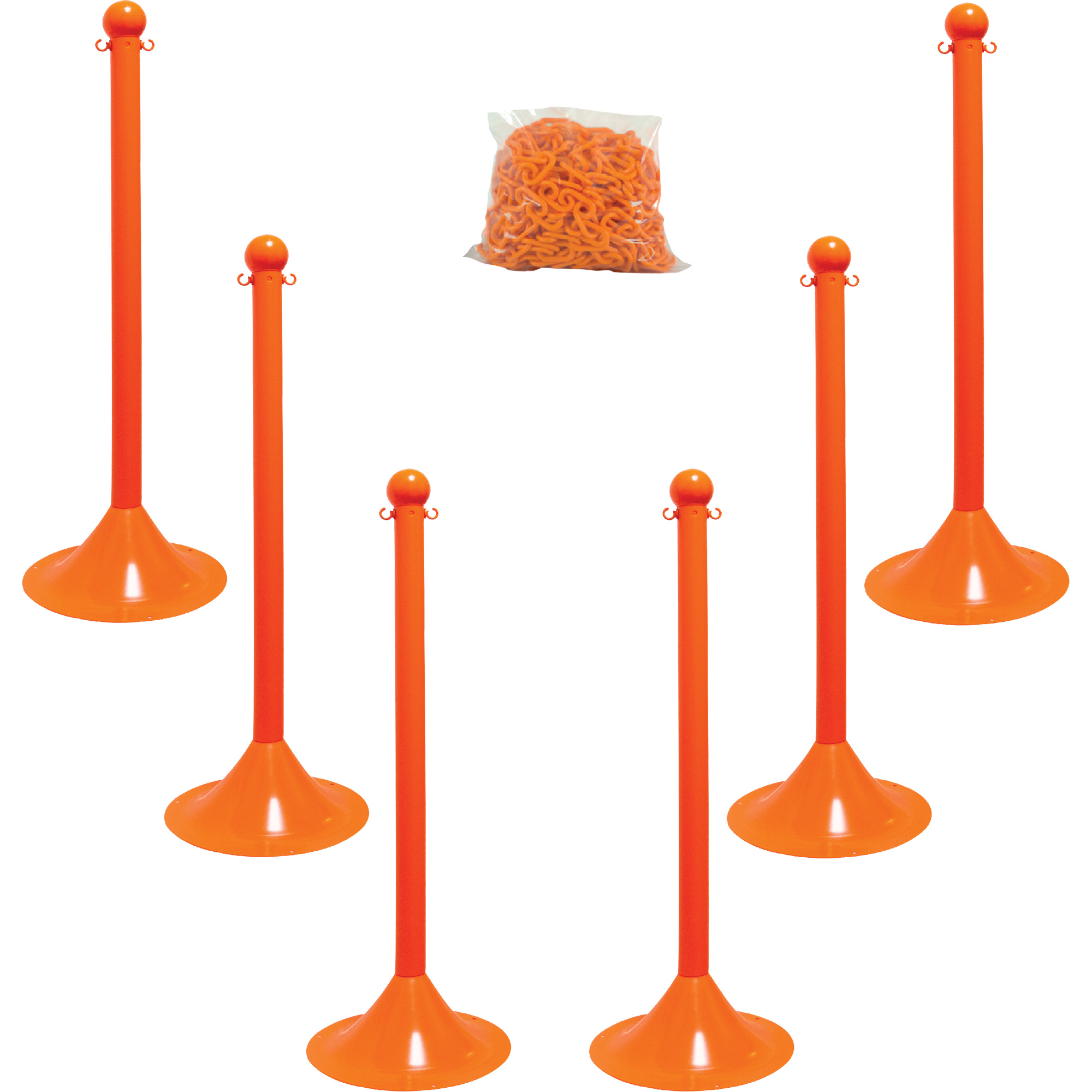 Trousse de poteaux et chaîne pour service léger, Hauteur de 41", Orange