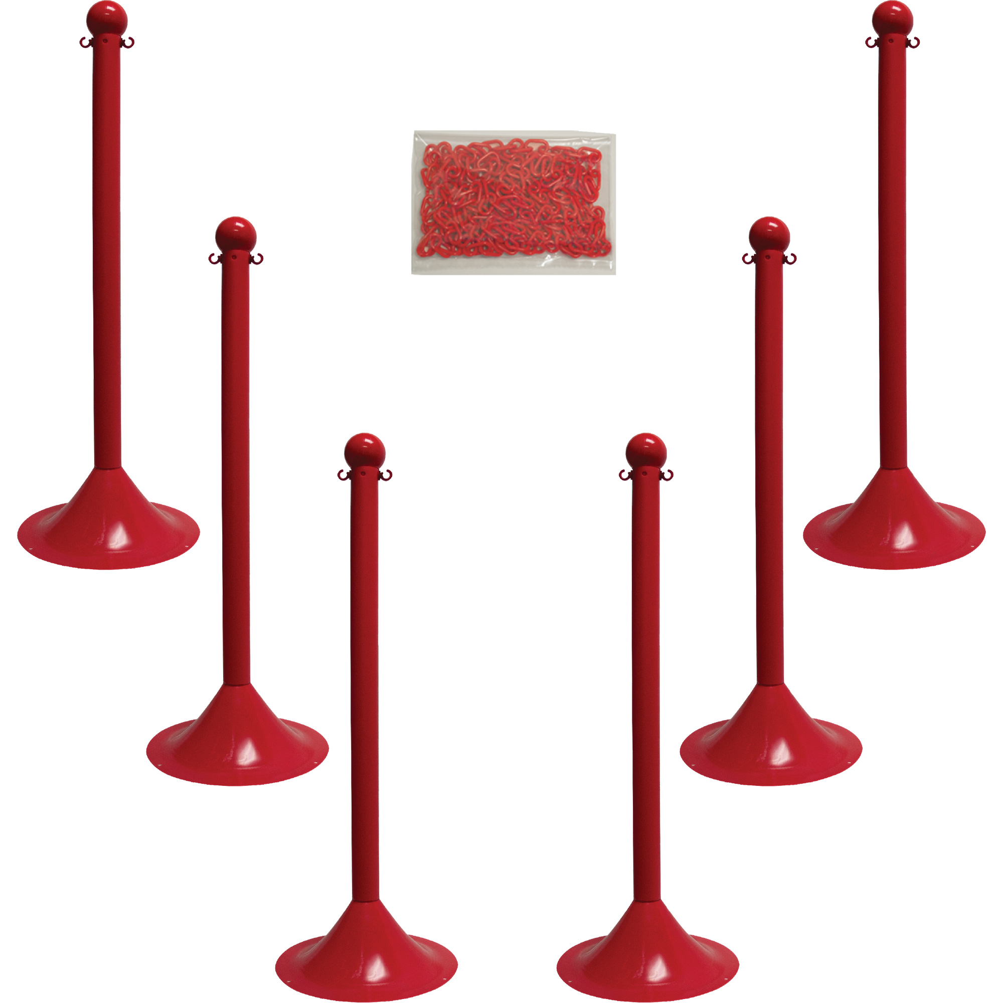 Trousse de poteaux et chaîne pour service léger, Hauteur de 41", Rouge