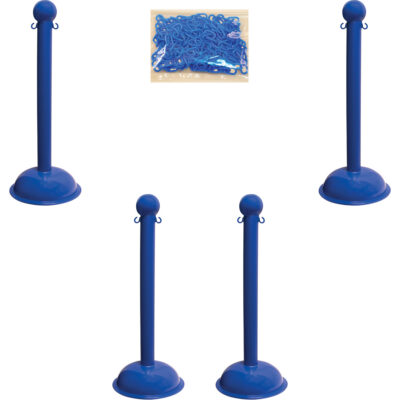 Trousse de poteaux et chaîne pour service lourd, Hauteur de 41", Bleu