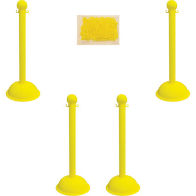 Trousse de poteaux et chaîne pour service lourd, Hauteur de 41", Jaune