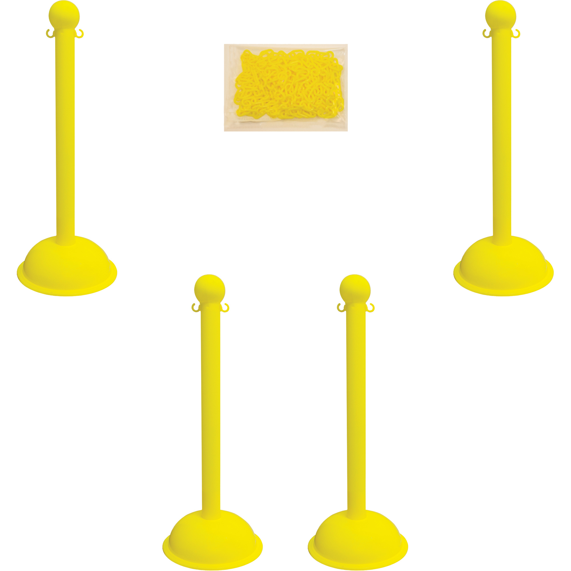 Trousse de poteaux et chaîne pour service lourd, Hauteur de 41", Jaune
