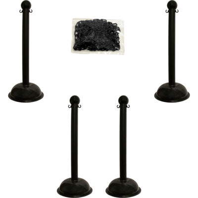 Trousse de poteaux et chaîne pour service lourd, Hauteur de 41", Noir