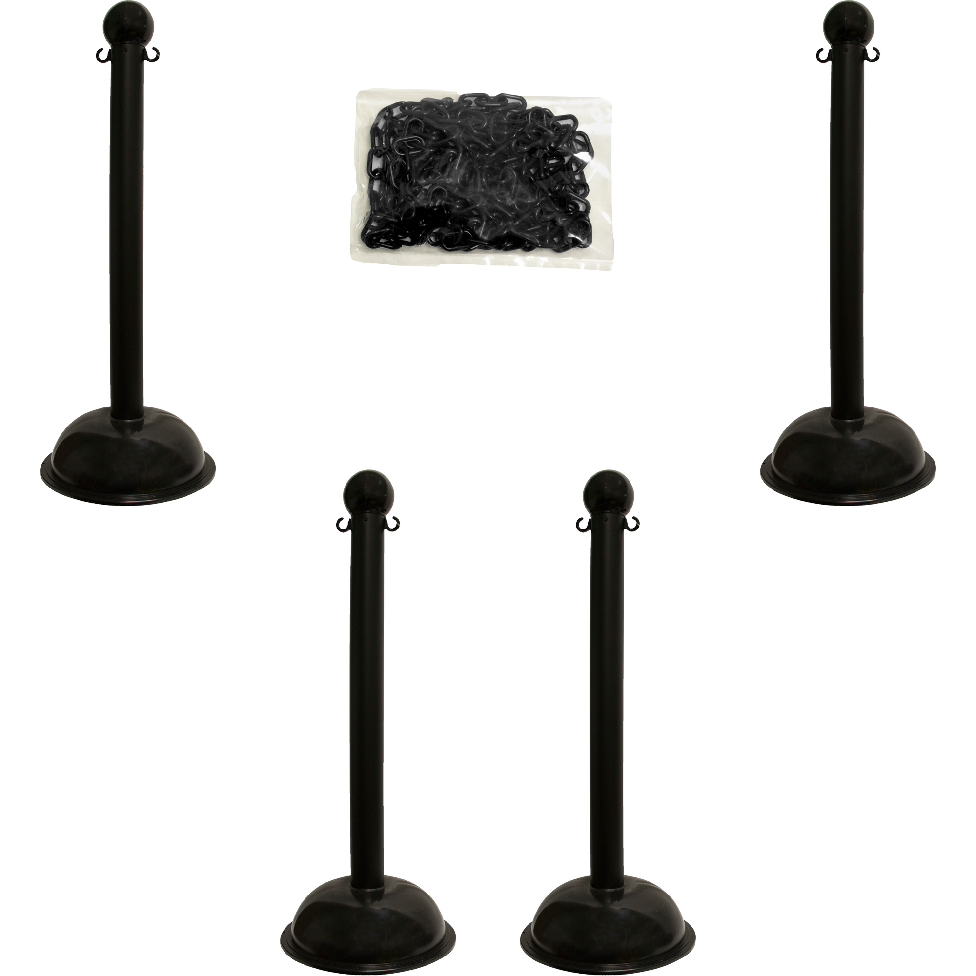 Trousse de poteaux et chaîne pour service lourd, Hauteur de 41", Noir