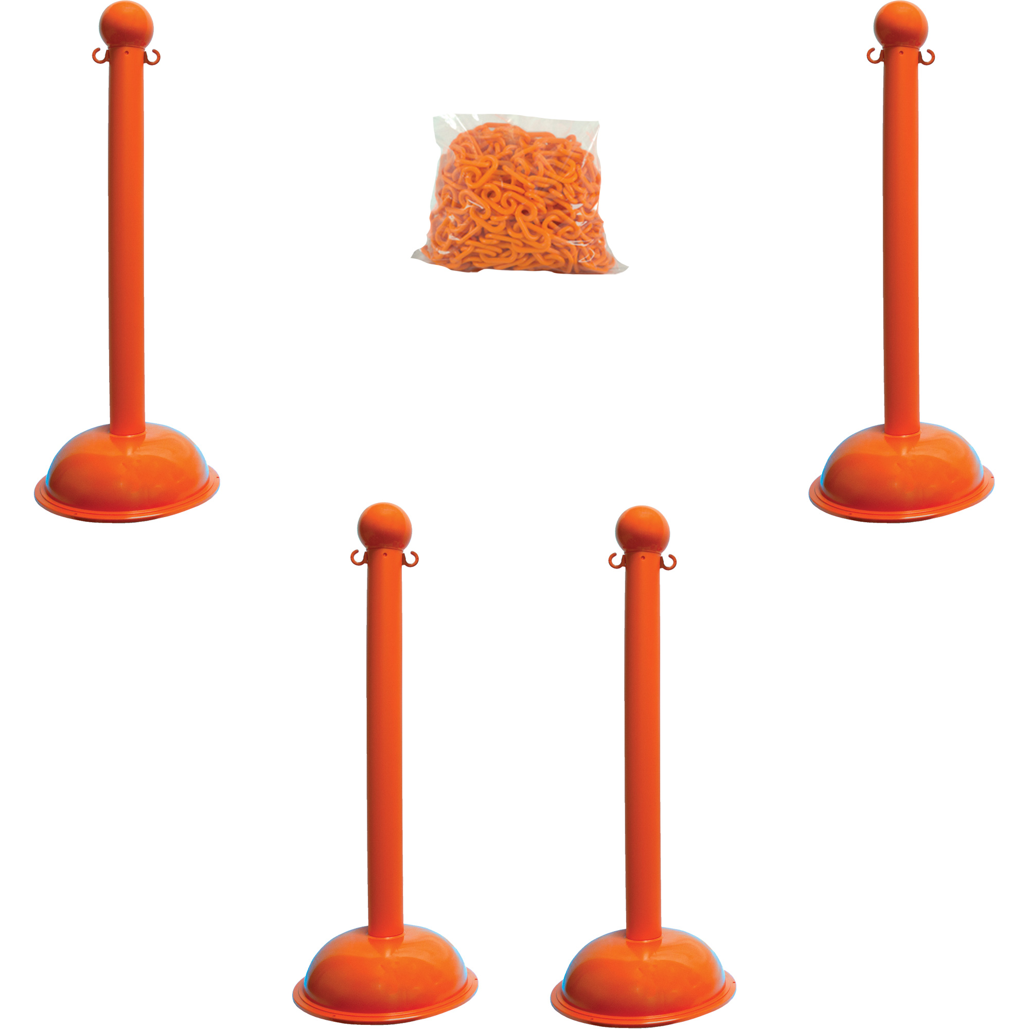 Trousse de poteaux et chaîne pour service lourd, Hauteur de 41", Orange