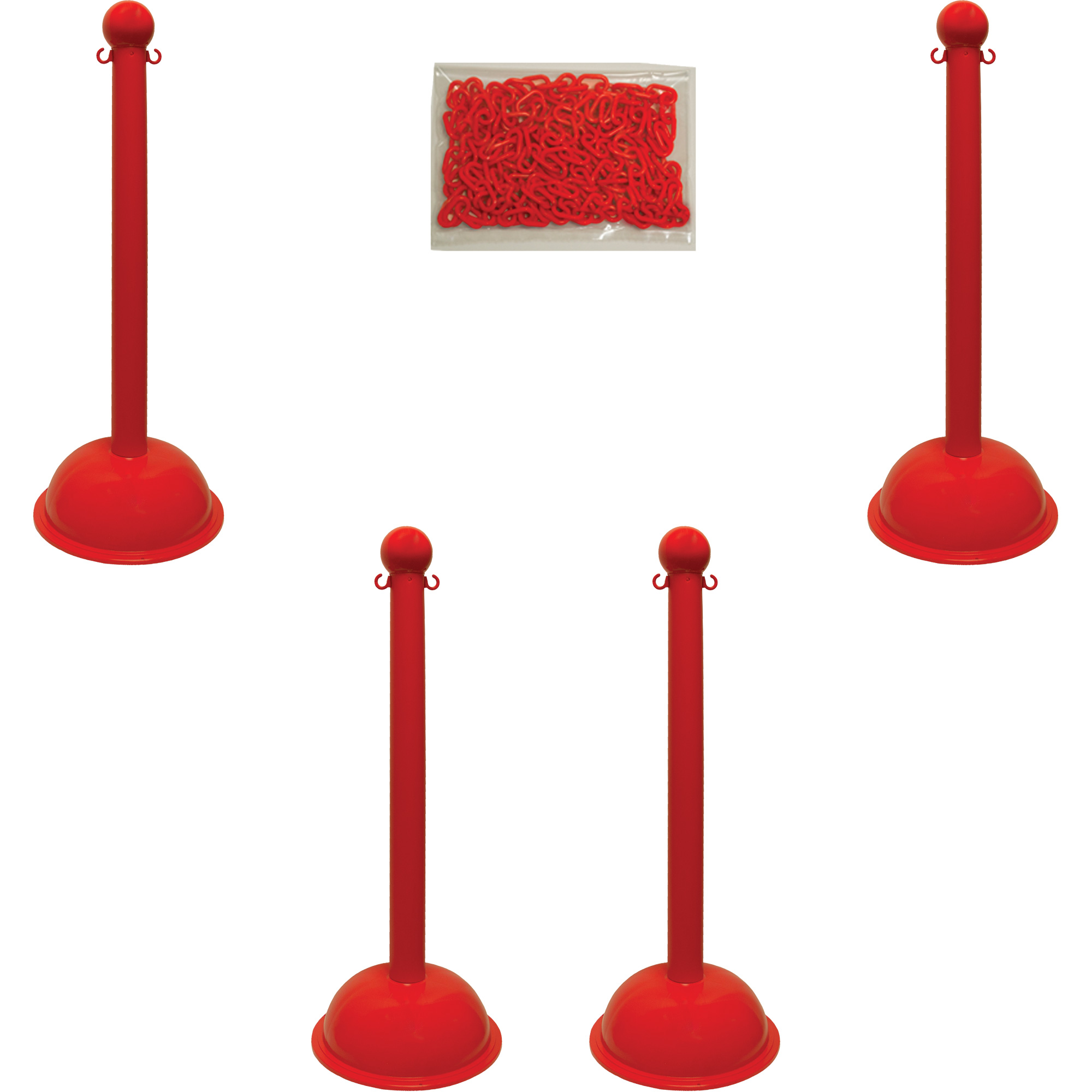 Trousse de poteaux et chaîne pour service lourd, Hauteur de 41", Rouge