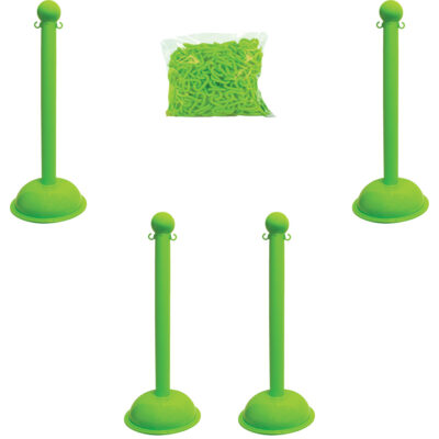 Trousse de poteaux et chaîne pour service lourd, Hauteur de 41", Vert
