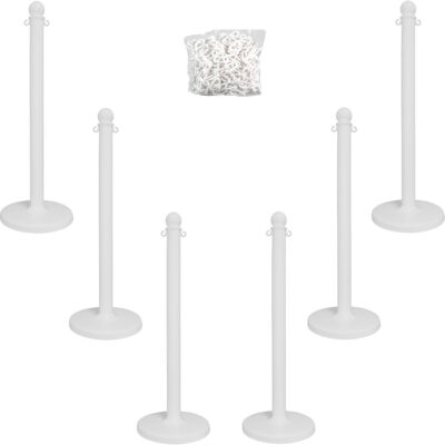 Trousse de poteaux et chaîne pour service moyen, Hauteur de 40", Blanc