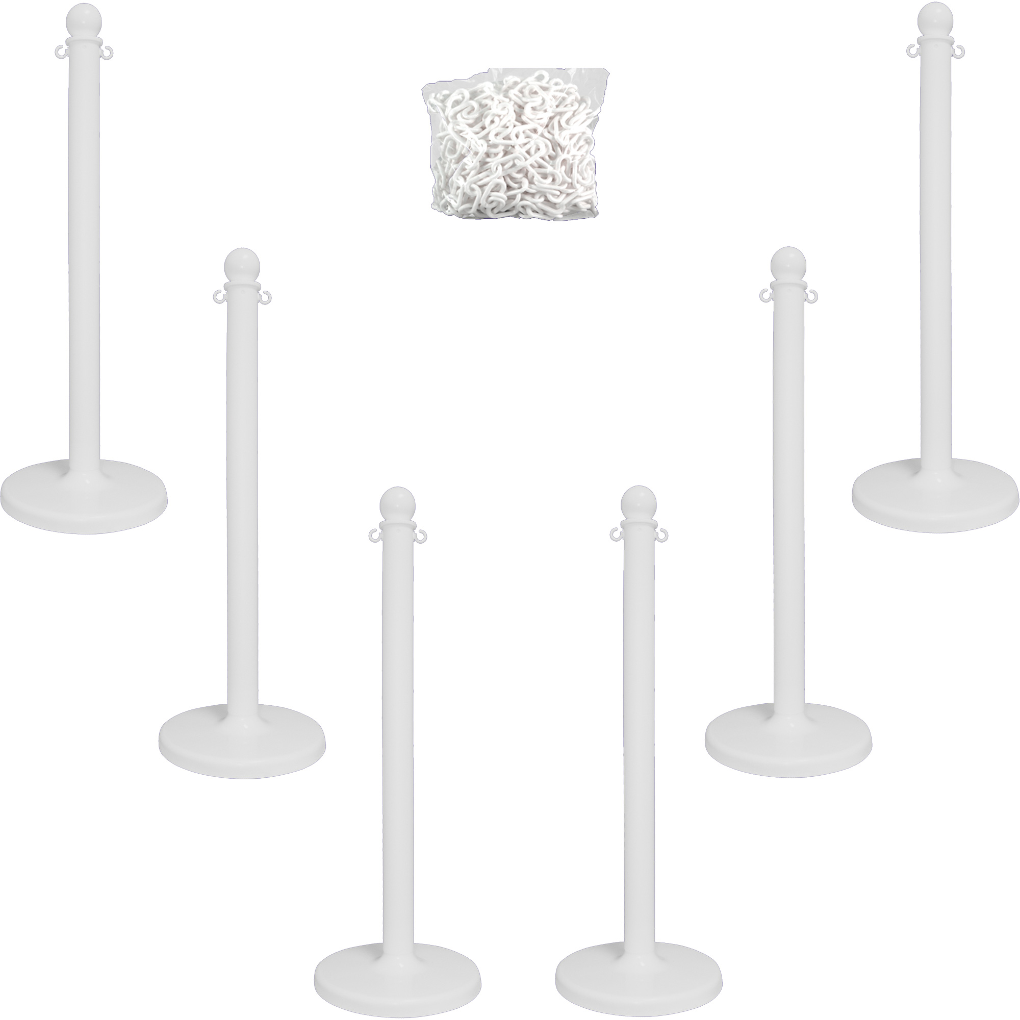 Trousse de poteaux et chaîne pour service moyen, Hauteur de 40", Blanc