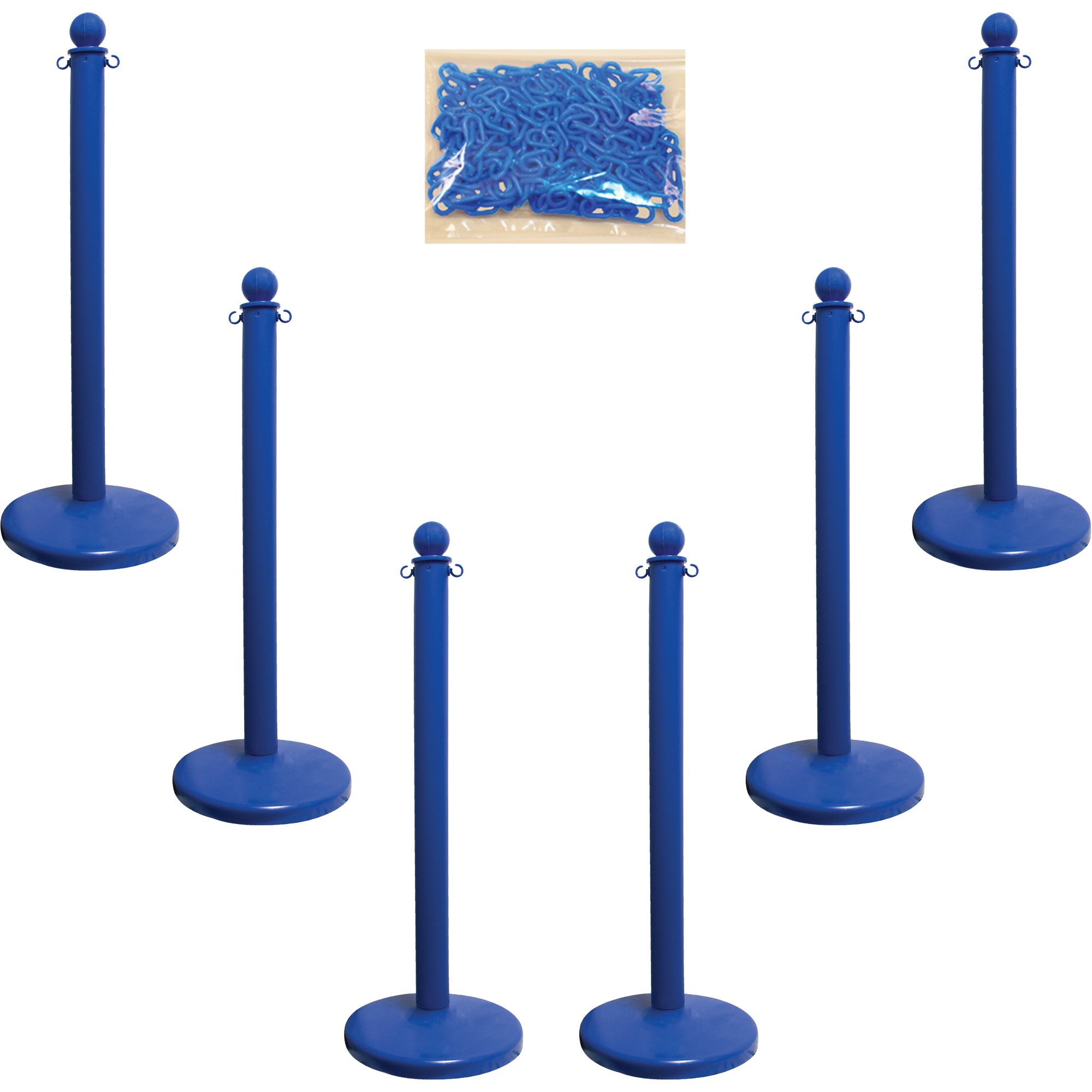 Trousse de poteaux et chaîne pour service moyen, Hauteur de 40", Bleu