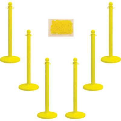Trousse de poteaux et chaîne pour service moyen, Hauteur de 40", Jaune