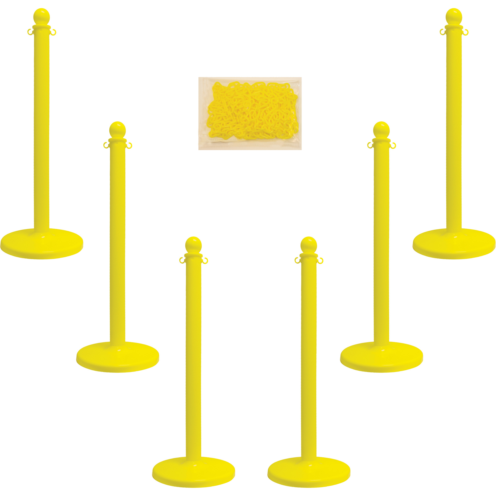 Trousse de poteaux et chaîne pour service moyen, Hauteur de 40", Jaune