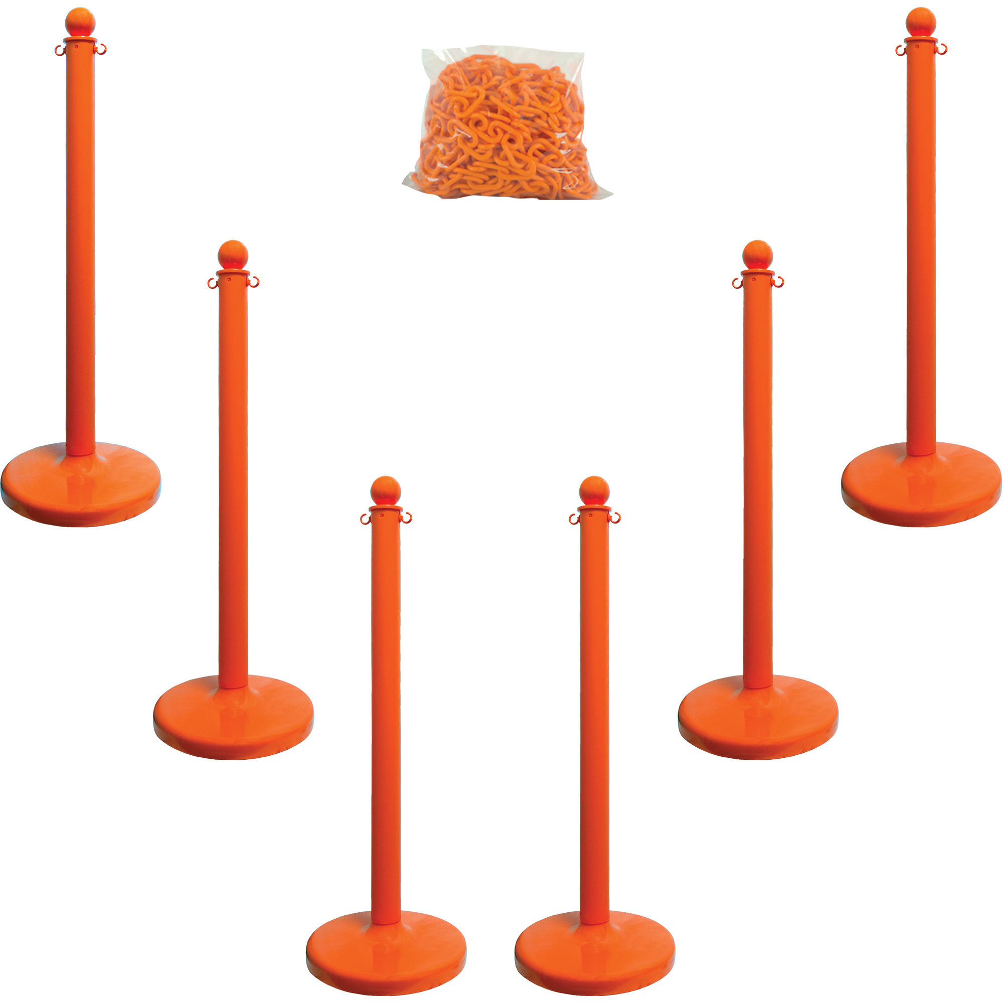 Trousse de poteaux et chaîne pour service moyen, Hauteur de 40", Orange