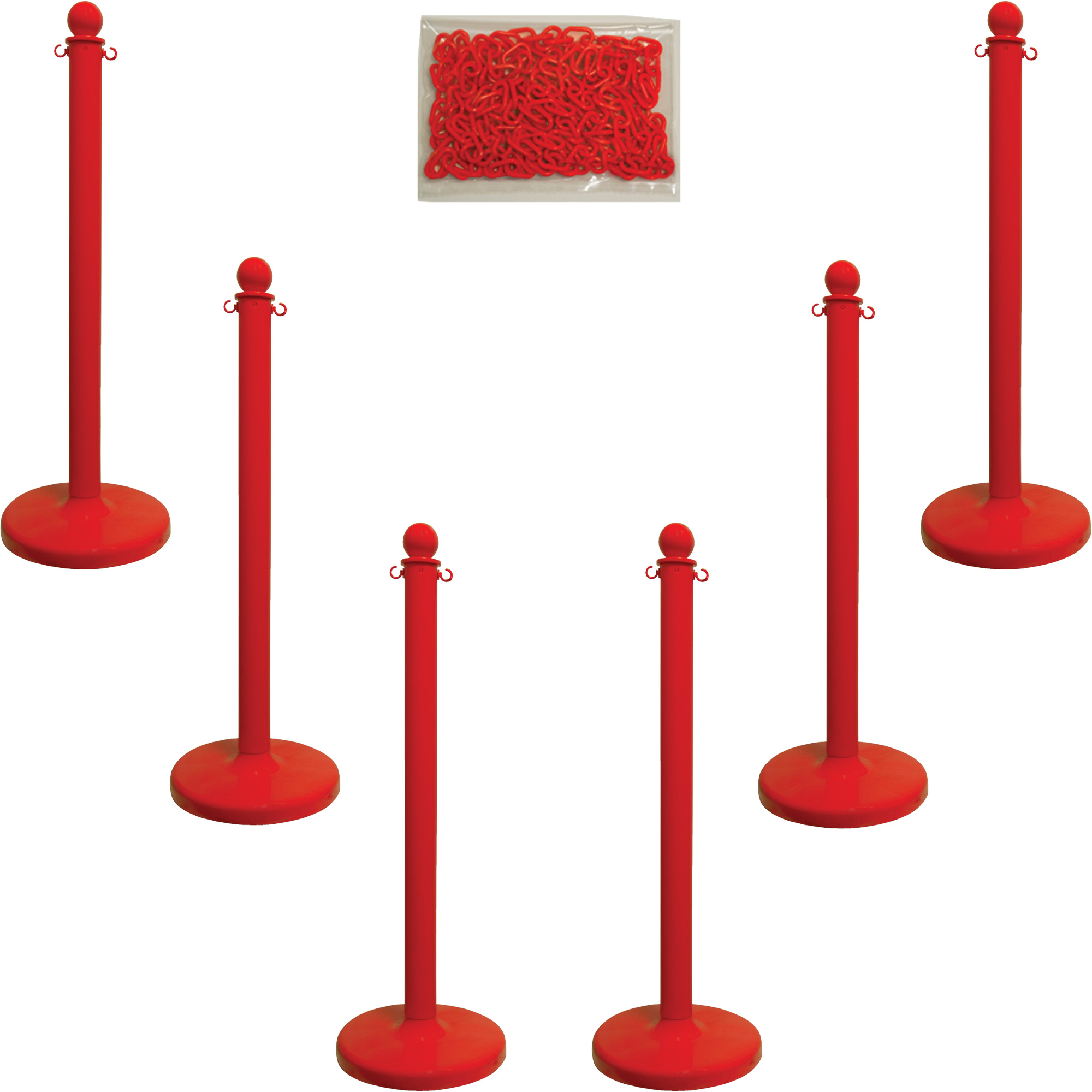 Trousse de poteaux et chaîne pour service moyen, Hauteur de 40", Rouge