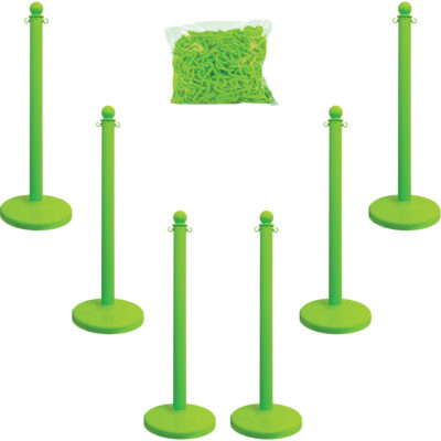 Trousse de poteaux et chaîne pour service moyen, Hauteur de 40", Vert