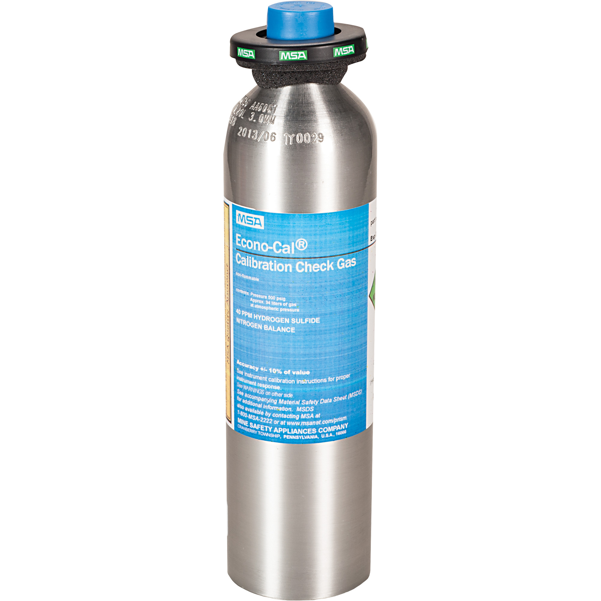 Bouteille de gaz pour test d'étalonnage, 1 Mélange de gaz, CL2, 34 litres