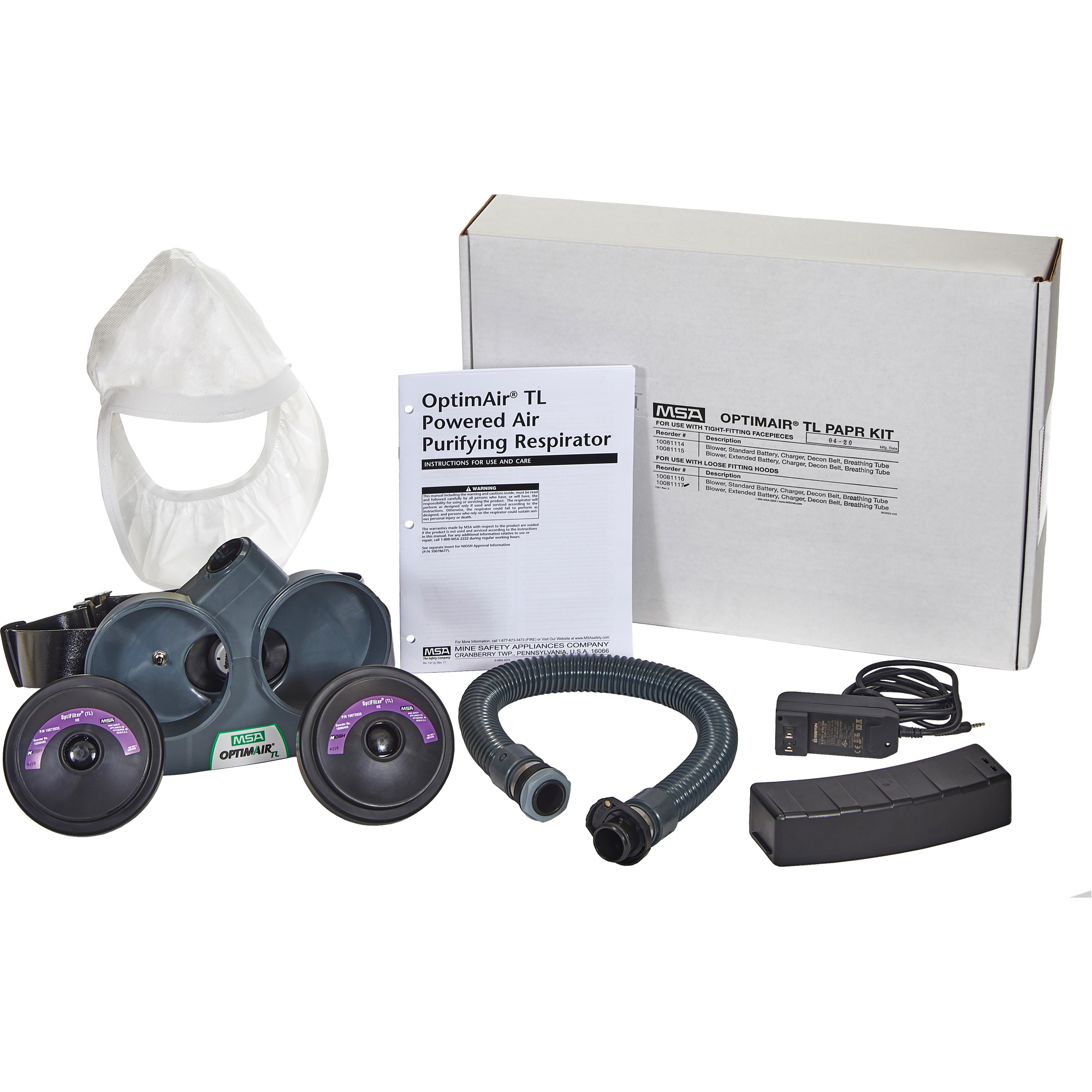 Trousse d'intervention d'APR à épuration d'air motorisé OptimAirMD TL, Capuchon & visière, Pile Lithium-ion