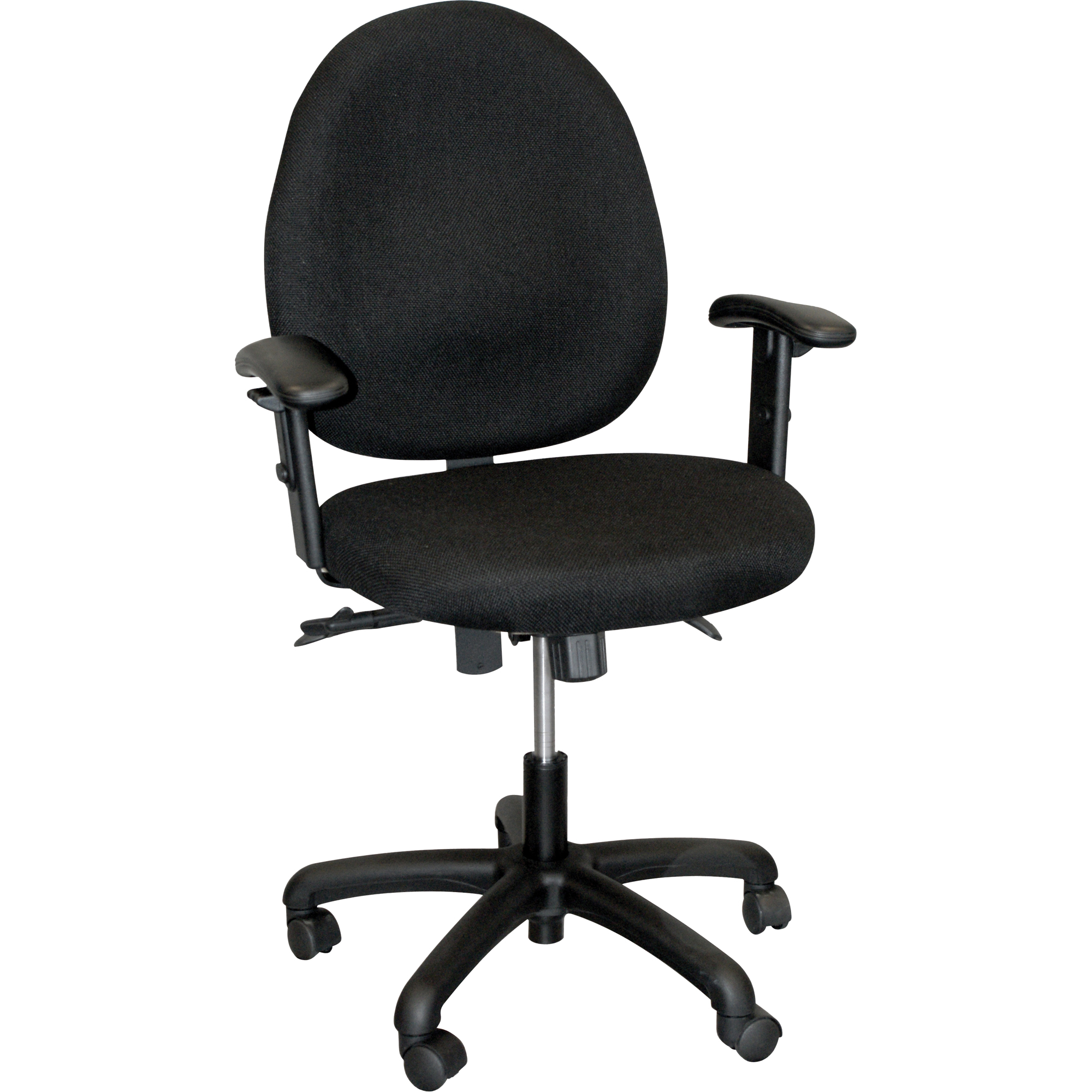 Chaise de dactylo ergonomique avec dossier moyen de série 900, À dessin, Ajustable, 22", Tissu Siège, Noir