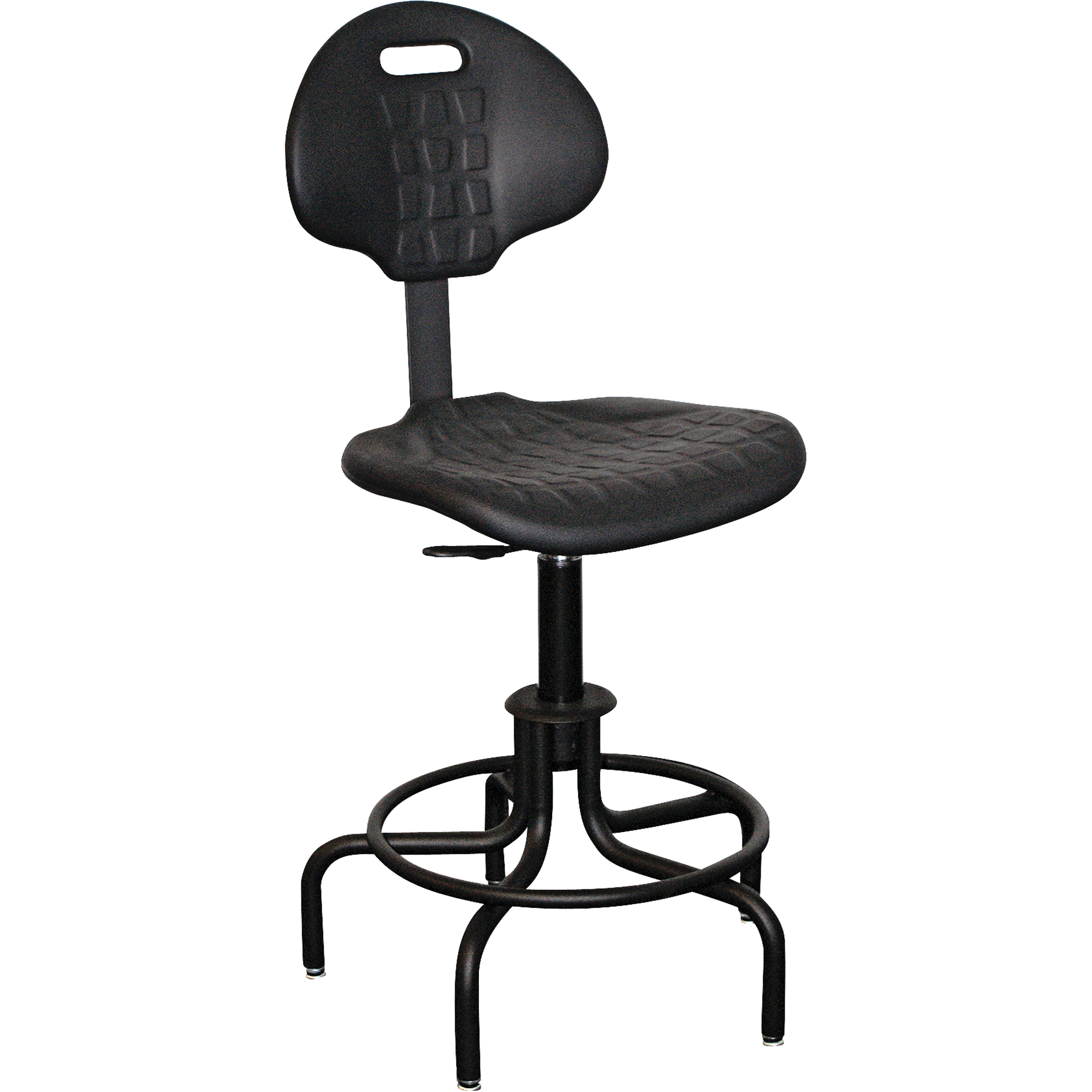 Tabouret avec dossier de série 6000, Stationnaire, Ajustable, , Polyuréthane Siège, Noir