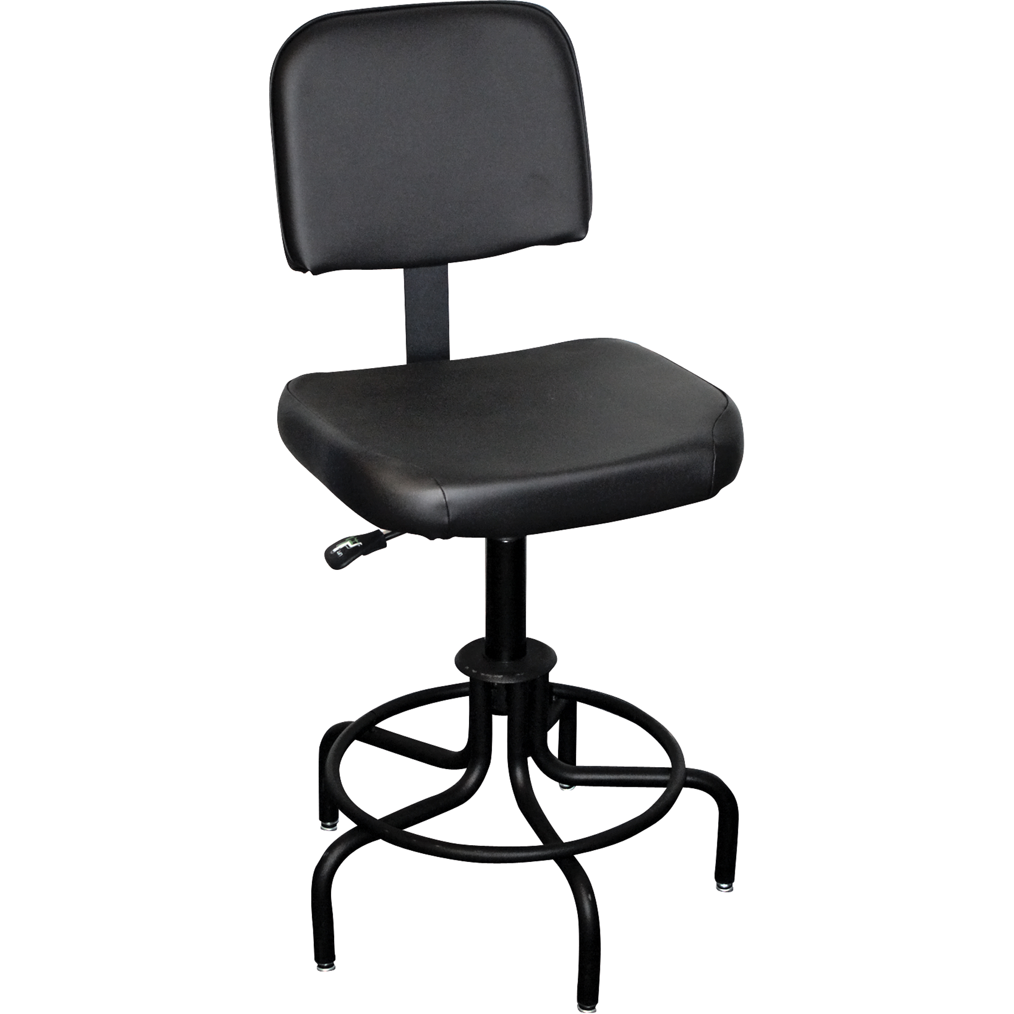 Tabouret avec dossier de série 6000, Stationnaire, Ajustable, , Vinyle Siège, Noir