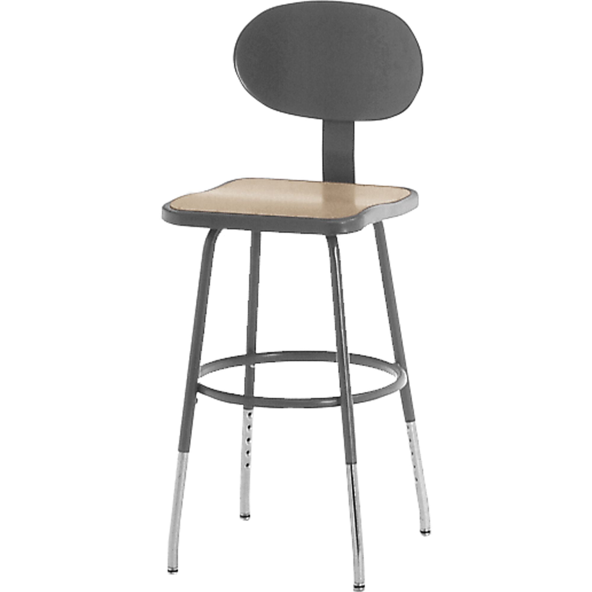 Tabouret de série 500, Stationnaire, Ajustable, 18" - 26", Acier/Masonite Siège, Gris