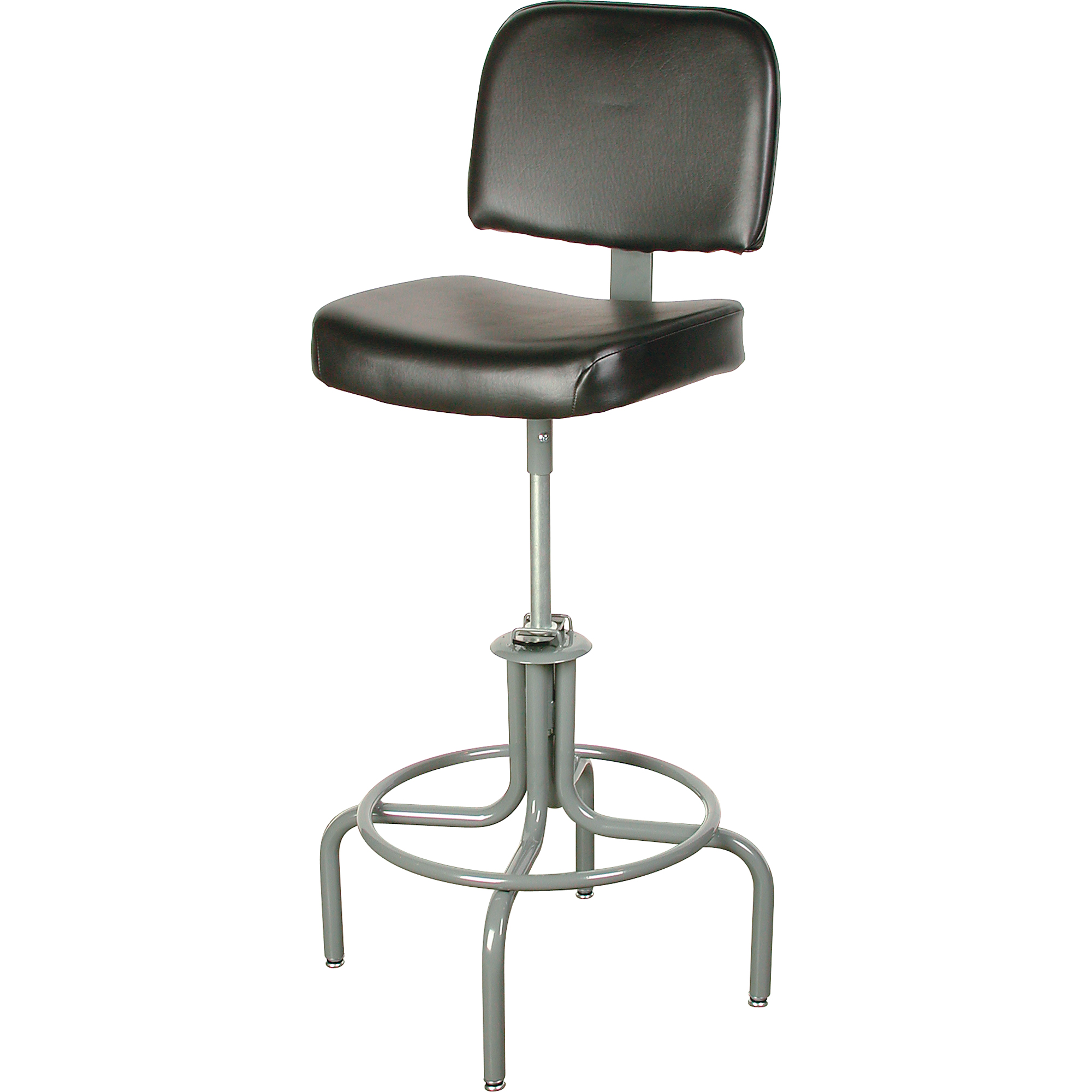 Tabouret de série 600, Stationnaire, Ajustable, 25" - 31", Vinyle Siège, Noir