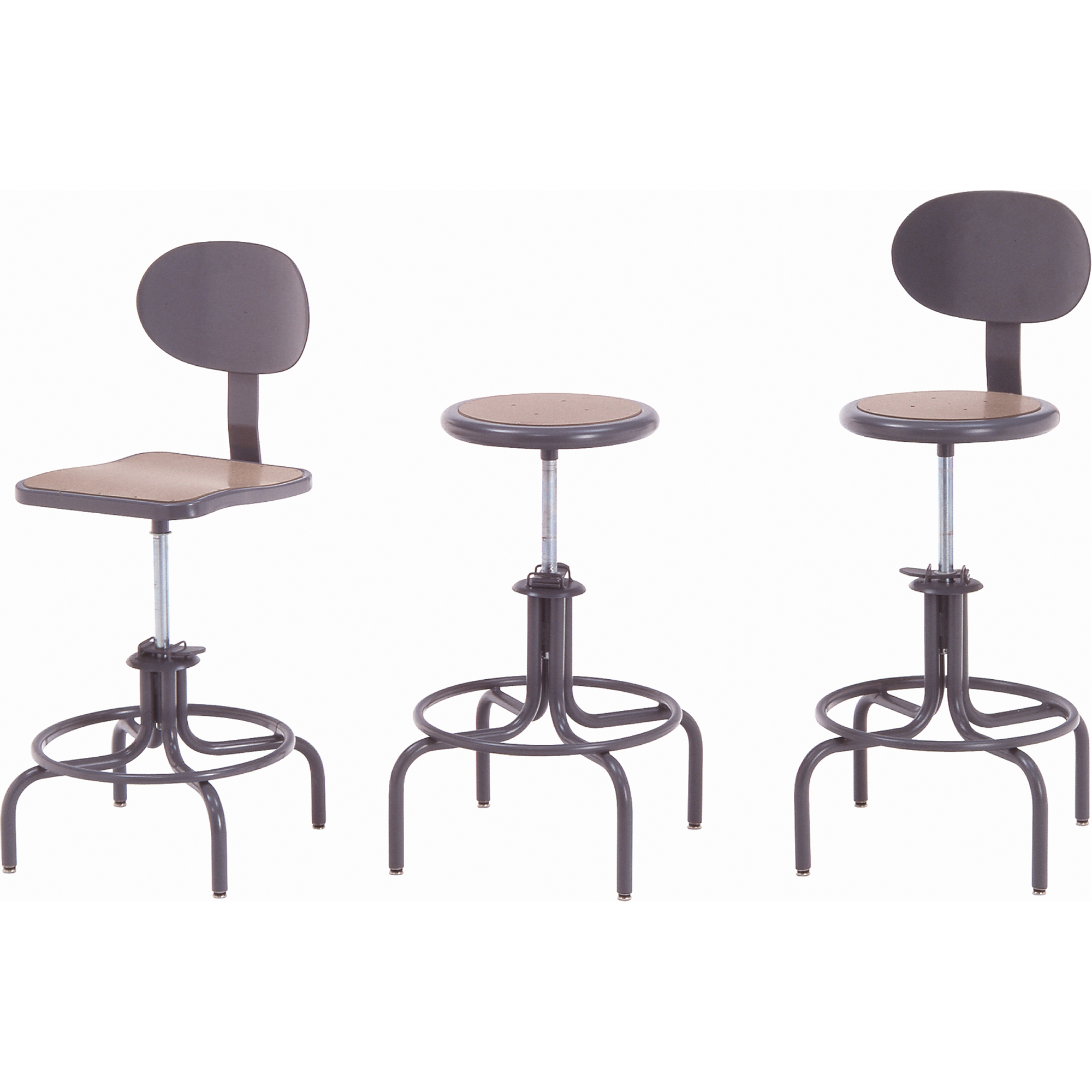 Tabouret de série 600, Stationnaire, Ajustable, , Acier/Masonite Siège, Gris – Image 2