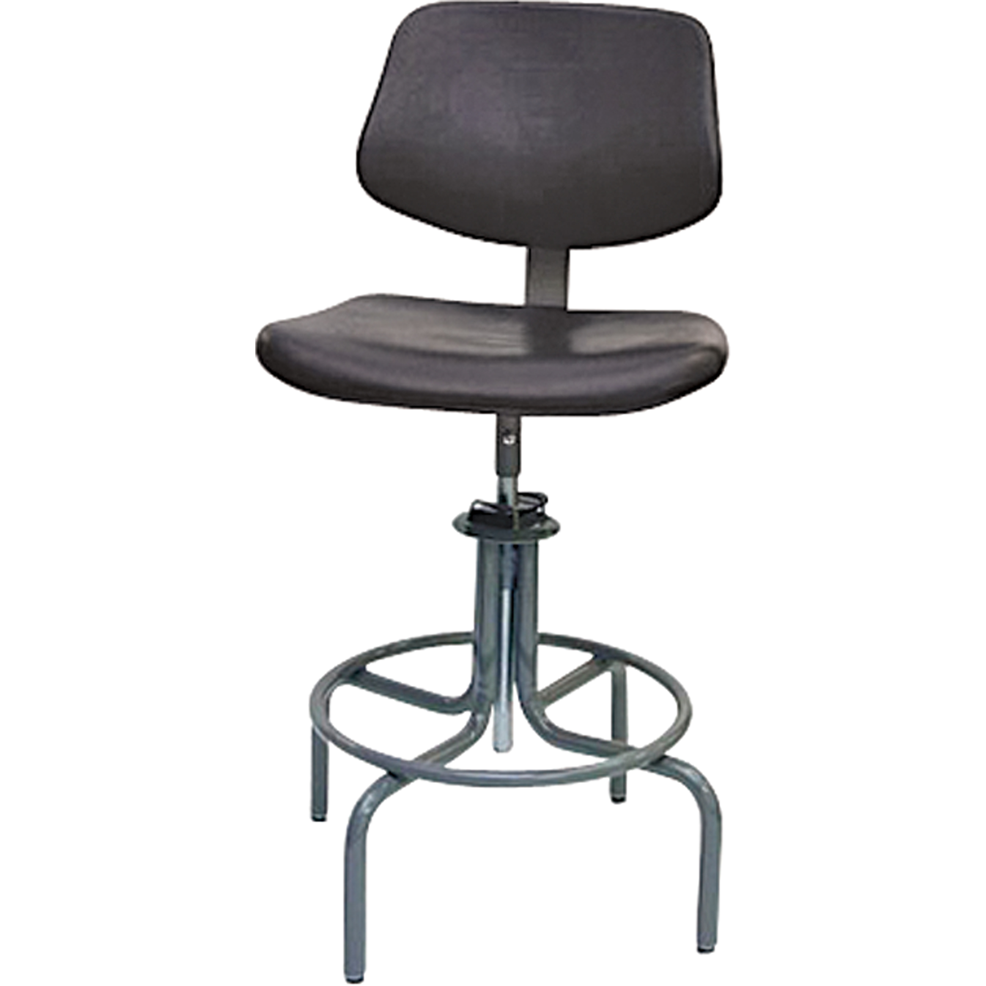Tabouret rectangulaire avec dos de série 600, Mobile, Ajustable, 25" - 31", Polyuréthane Siège, Noir