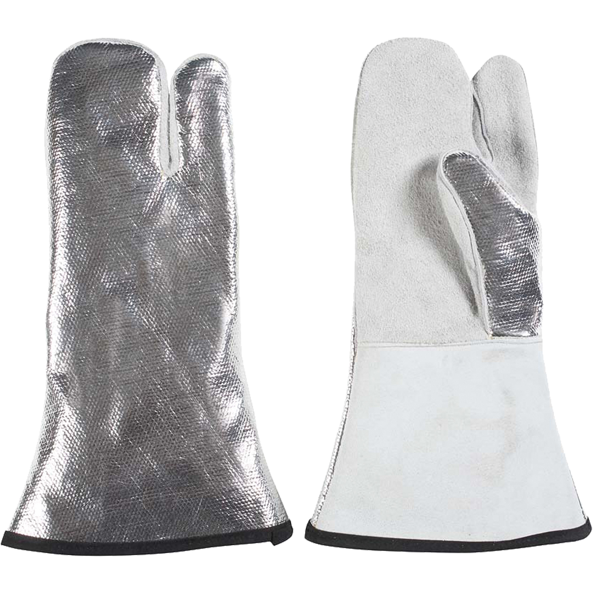Mitaine à 3 doigts résistant à la chaleur, Aluminisé/KevlarMD/Cuir, Taille unique, Protège jusqu'à 650°F (343°C)