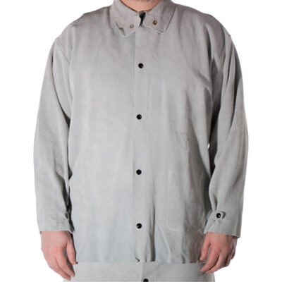 Veste de soudage en cuir de vache refendu, Cuir, Moyen, Gris