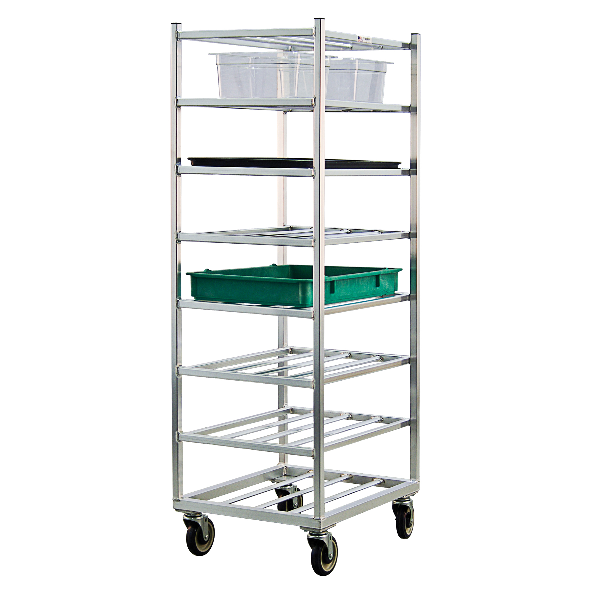 Chariot à tablettes, 8 Tiers, 20-7/8" la x 67" h x 27" p, Capacité 600 lb
