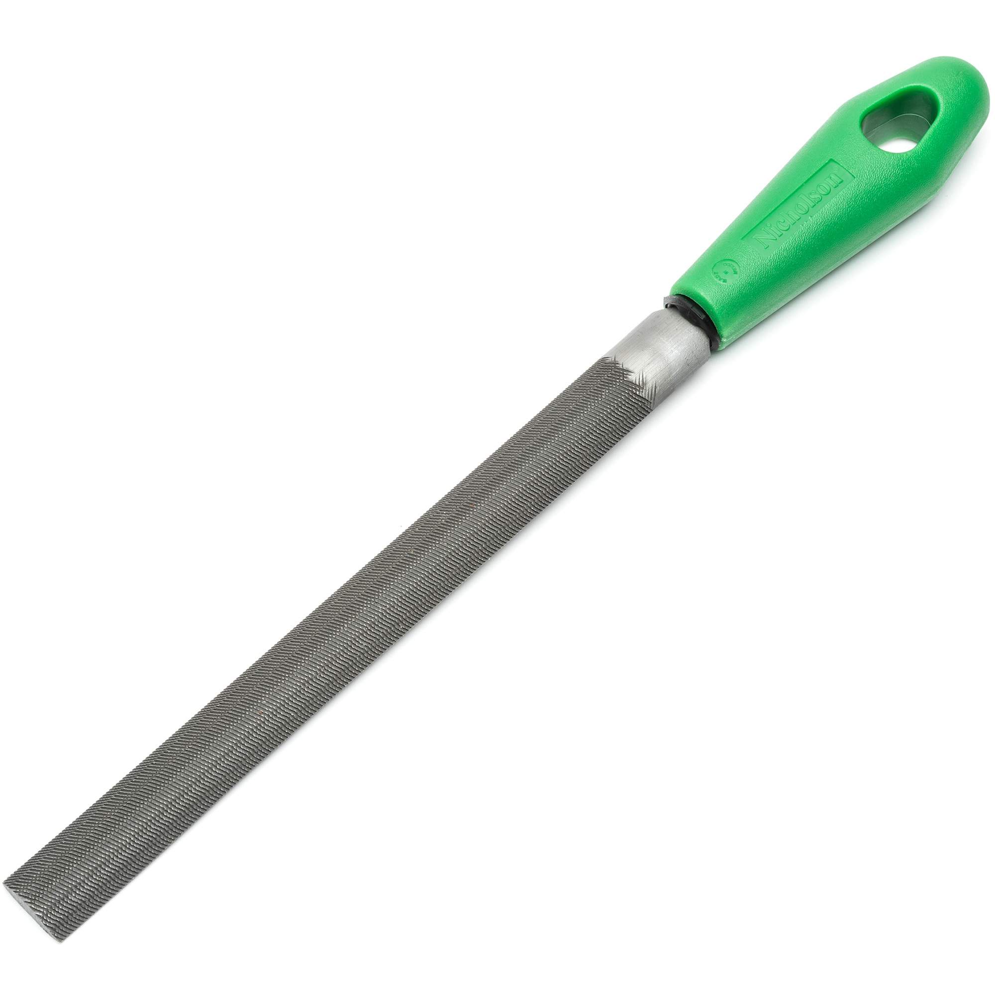 Lime à taille croisée avec poignée verte, Demi-ronde, 8", Bâtarde