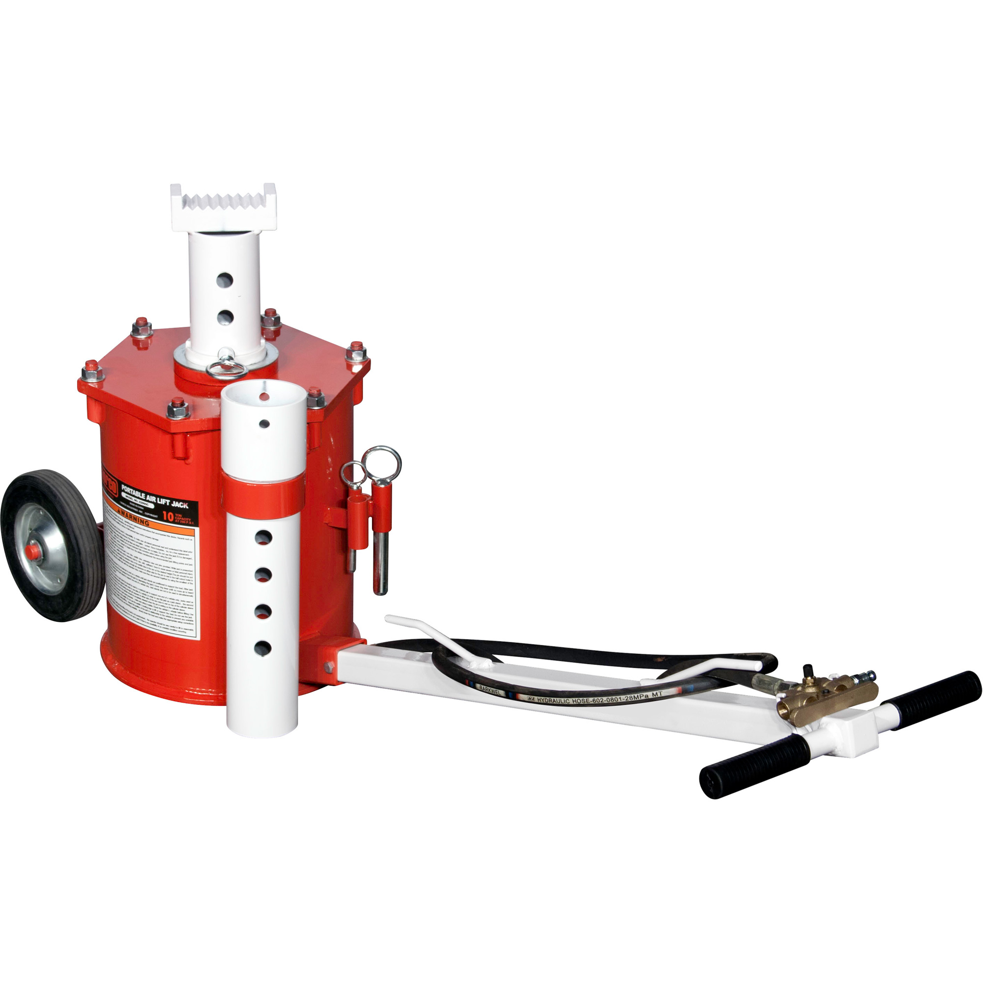 Cric pneumatique portable, Capacité de 10 tonne(s), 17-3/4" - 49-3/8" h