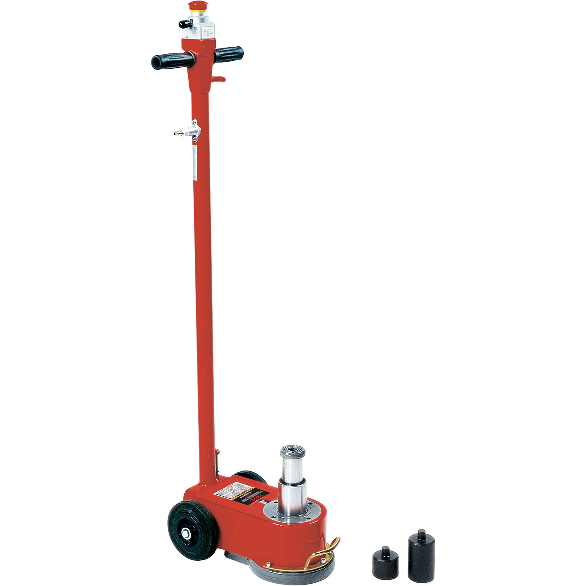 Cric télescopique de plancher, 33 tonnes Capacité, 6" Abaissée, 12" Élevée, Air comprimé/hydraulique