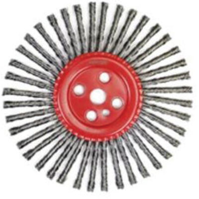 Brosse à fils noués pour cordons de soudure, Dia. 12", Fils 0,035", Arbre 1", Acier