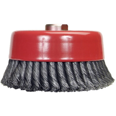 Brosse-boisseau à fils noués, 6" dia. x 5/8"-11 arbre