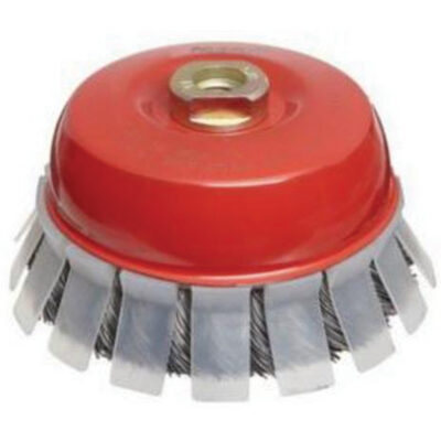 Brosse-boisseau à fils noués avec protecteur, 2-3/4" dia. x 5/8"-11 arbre
