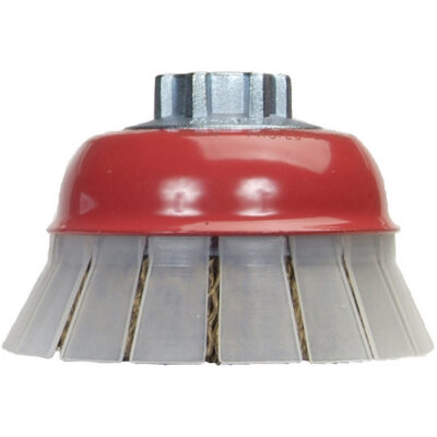 Brosse-boisseau en fil métallique serti avec grille de protection