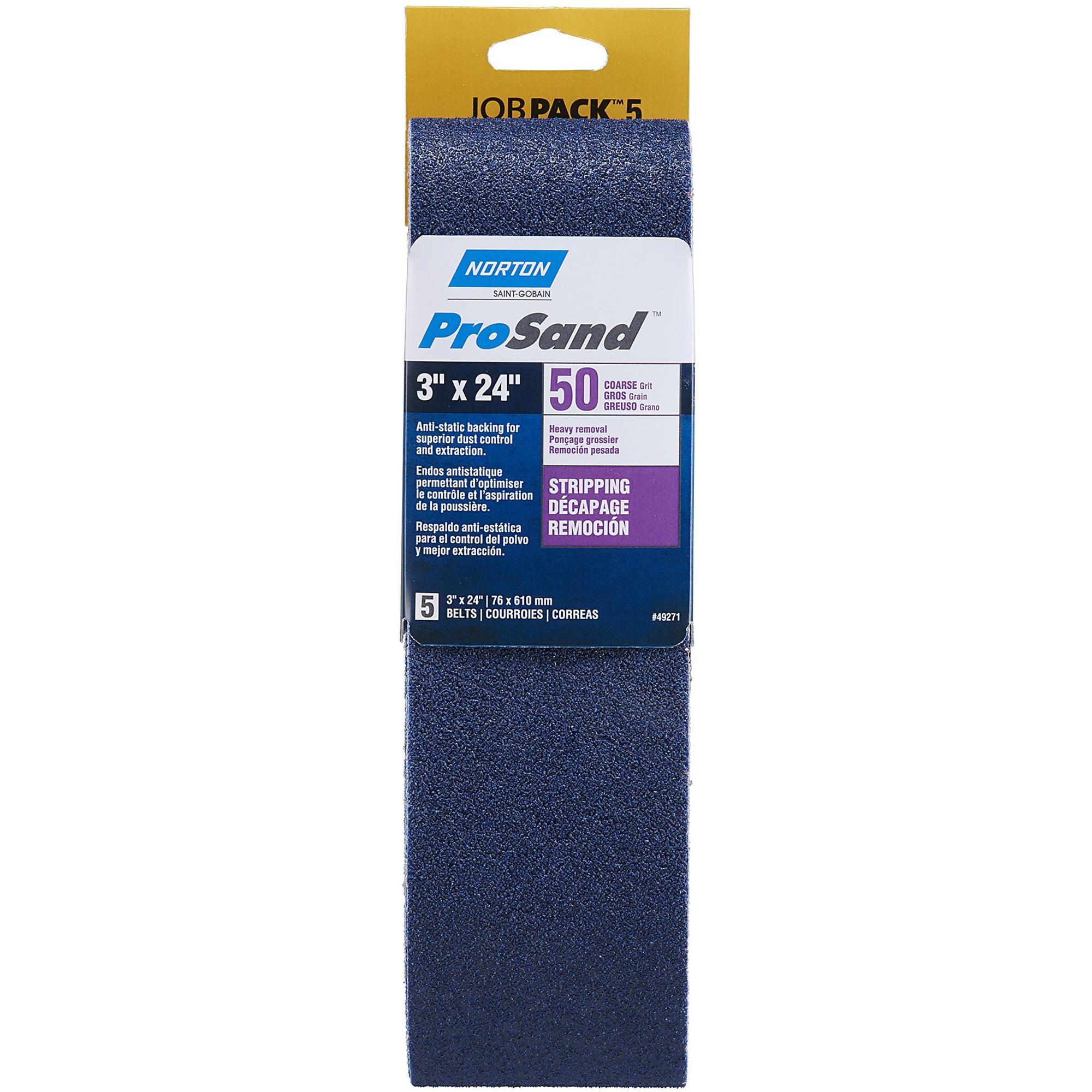 Courroie abrasive portative BluefireMD, 3" la X 24" lo, Alumine de zirconium, Grain 50