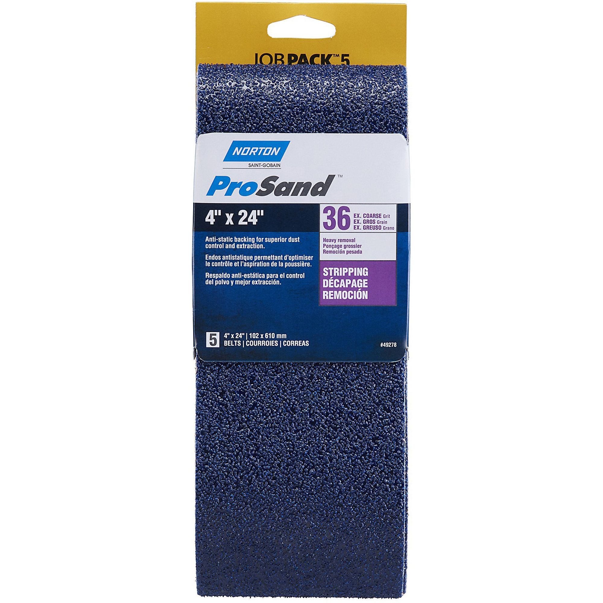 Courroie abrasive portative BlueFireMD, 4" la x 24" lo, Alumine de zirconium, Grain 36