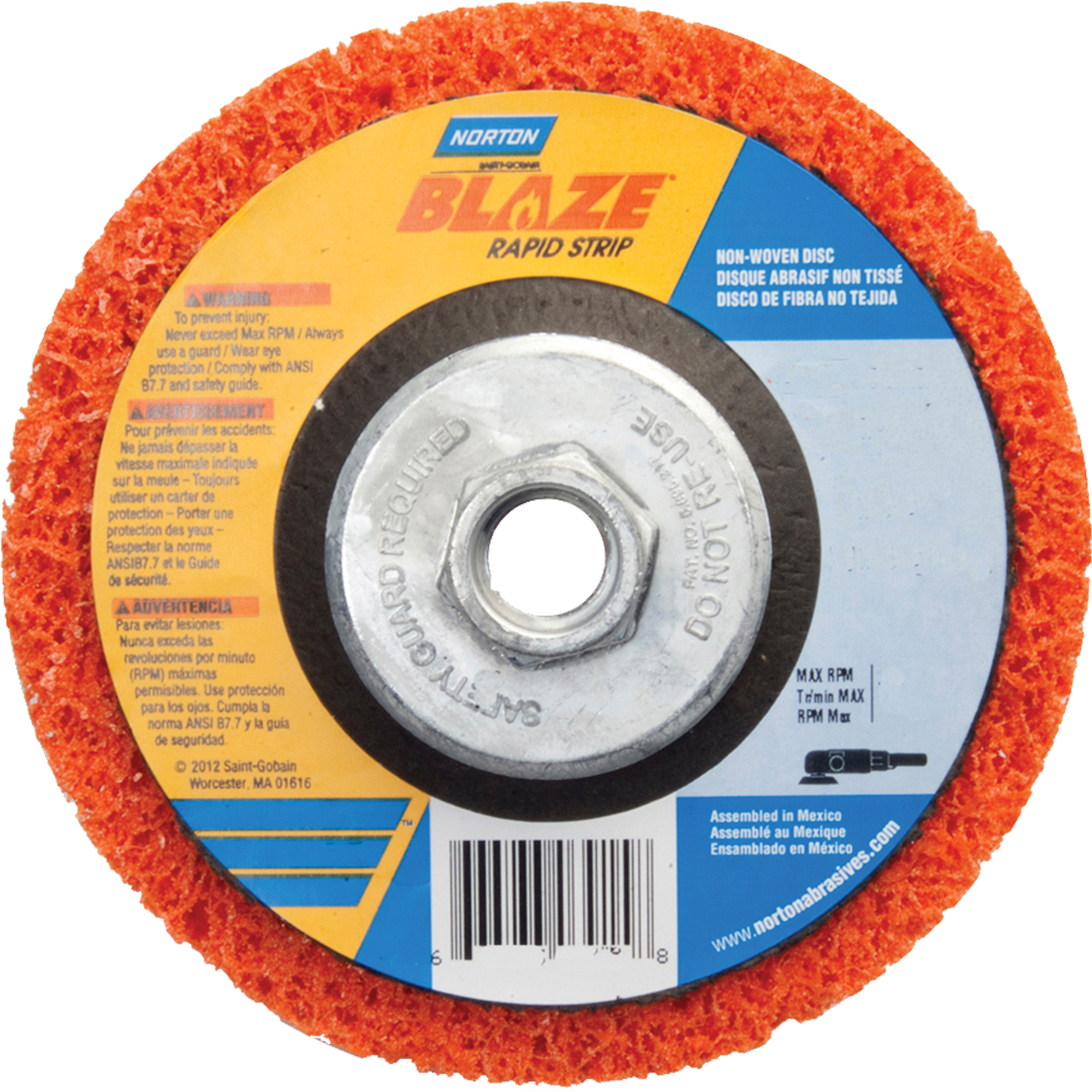 Disque à moyeu déporté 4-1/2" non tissé Blaze Rapid Strip, 4-1/2" dia., Grain Corsé