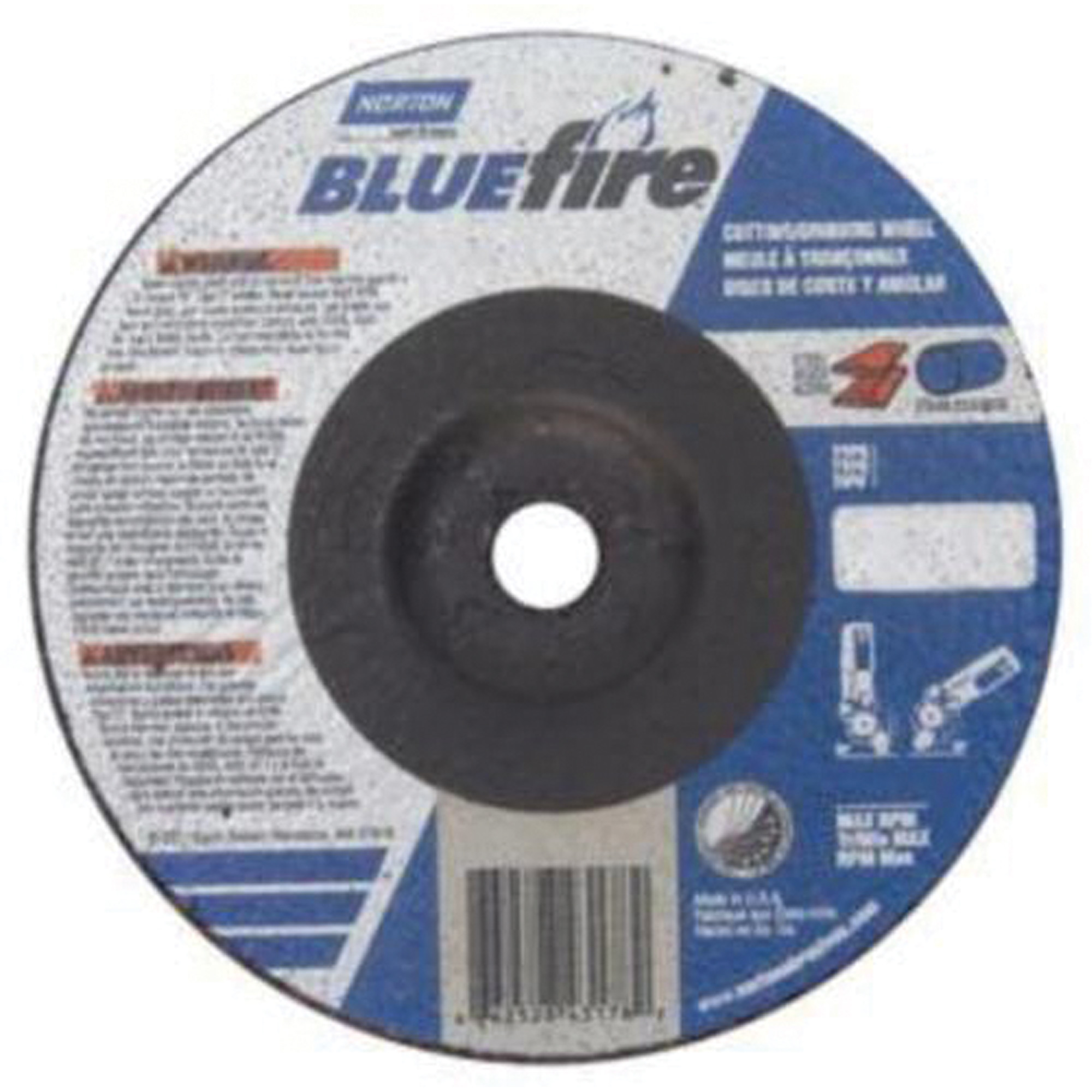 Disque à moyeu déporté BluefireMD, 4" x 1/8", Arbre 3/8", Oxyde d'aluminium/Alumine de zirconium, Type 27
