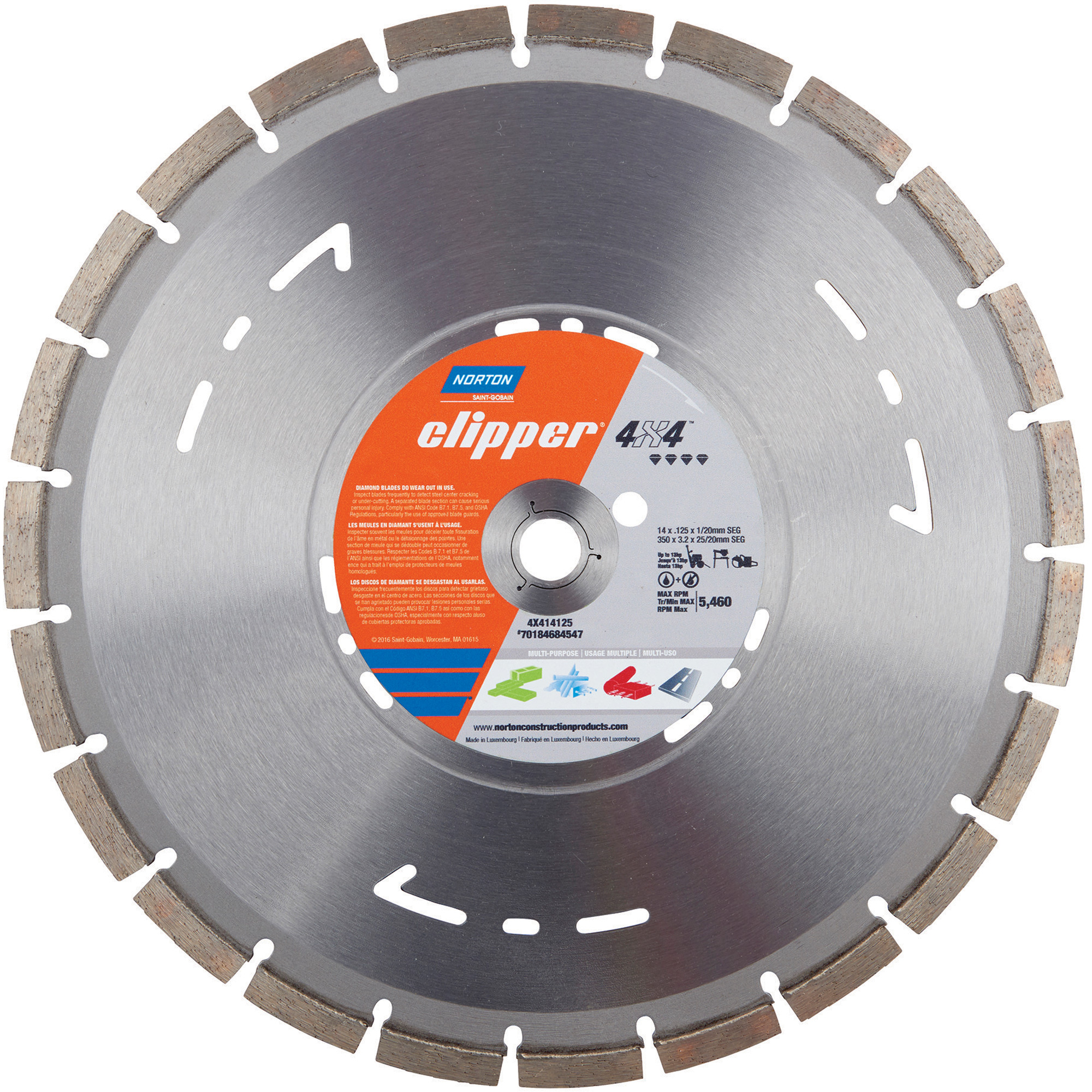 Lame circulaire segmentée polyvalente pour coupes à sec à vitesse élevée Clipper 4X4