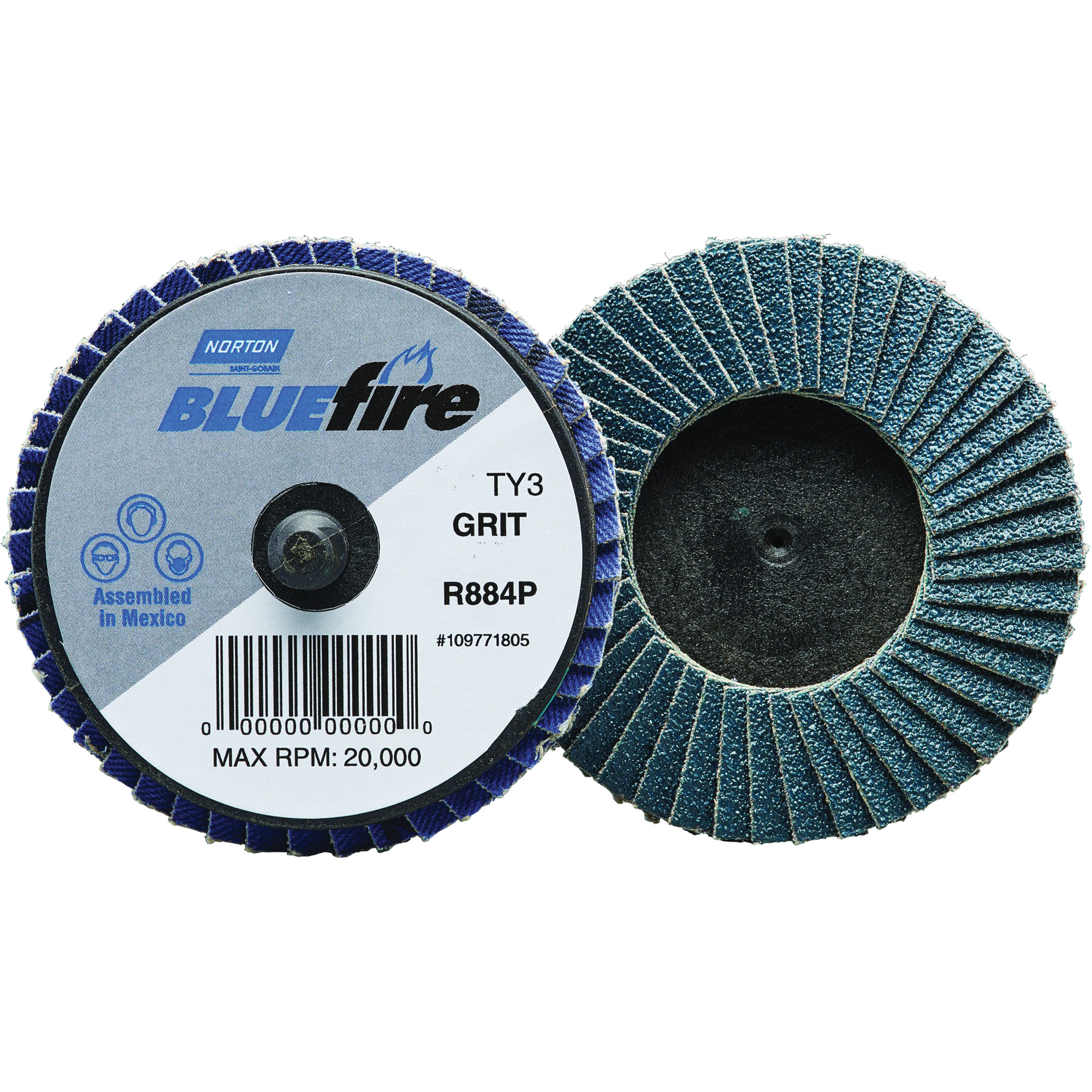 Mini-disque à lamelles R884P BlueFireMD, 3" x Type 27, Grain P40, Alumine de zirconium