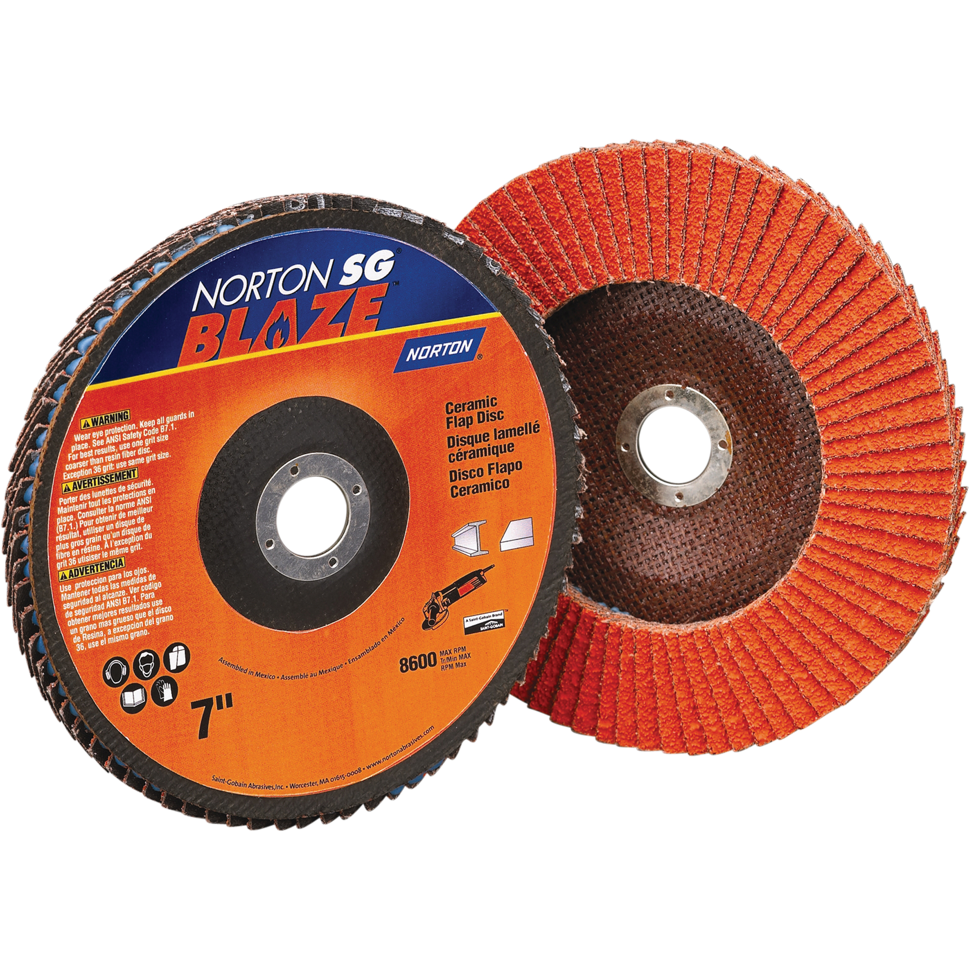 ROUES À LAMELLES-NORTON SG BLAZE R980, 4-1/2" x 7/8", Type 29, Grain 80, Céramique
