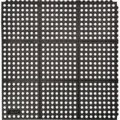 Tapis antifatigue à imbrication Cushion-EaseMD 550, À fentes, 3' x 5' x 3/4", Noir, Caoutchouc