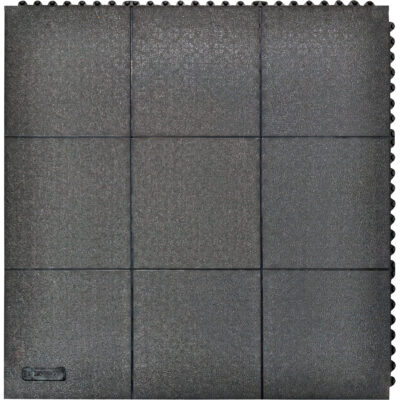 Tapis antifatigue à imbrication Cushion-EaseMD, Rugueux, 3' x 3' x 3/4", Noir, Caoutchouc naturel