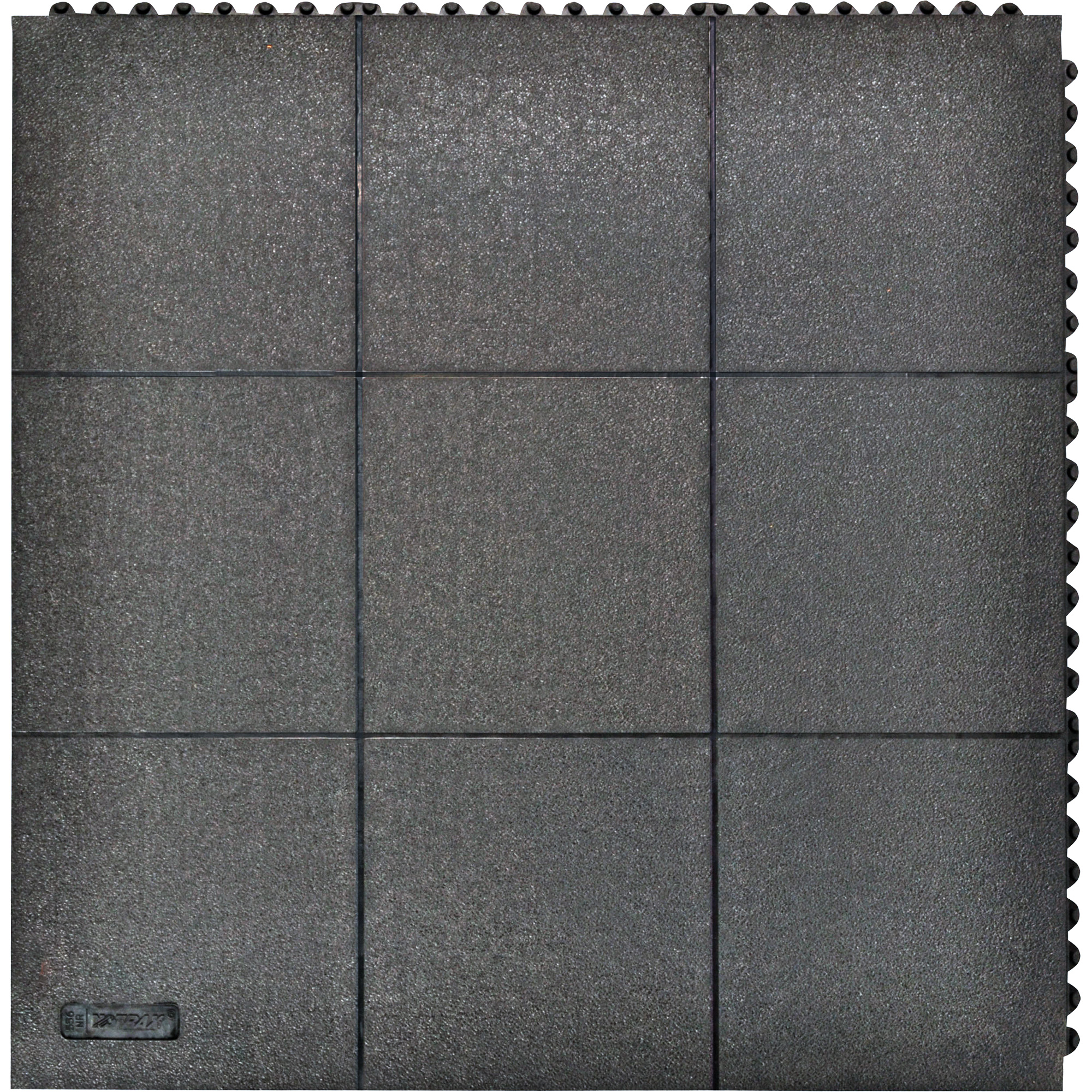 Tapis antifatigue à imbrication Cushion-EaseMD, Rugueux, 3' x 3' x 3/4", Noir, Caoutchouc naturel