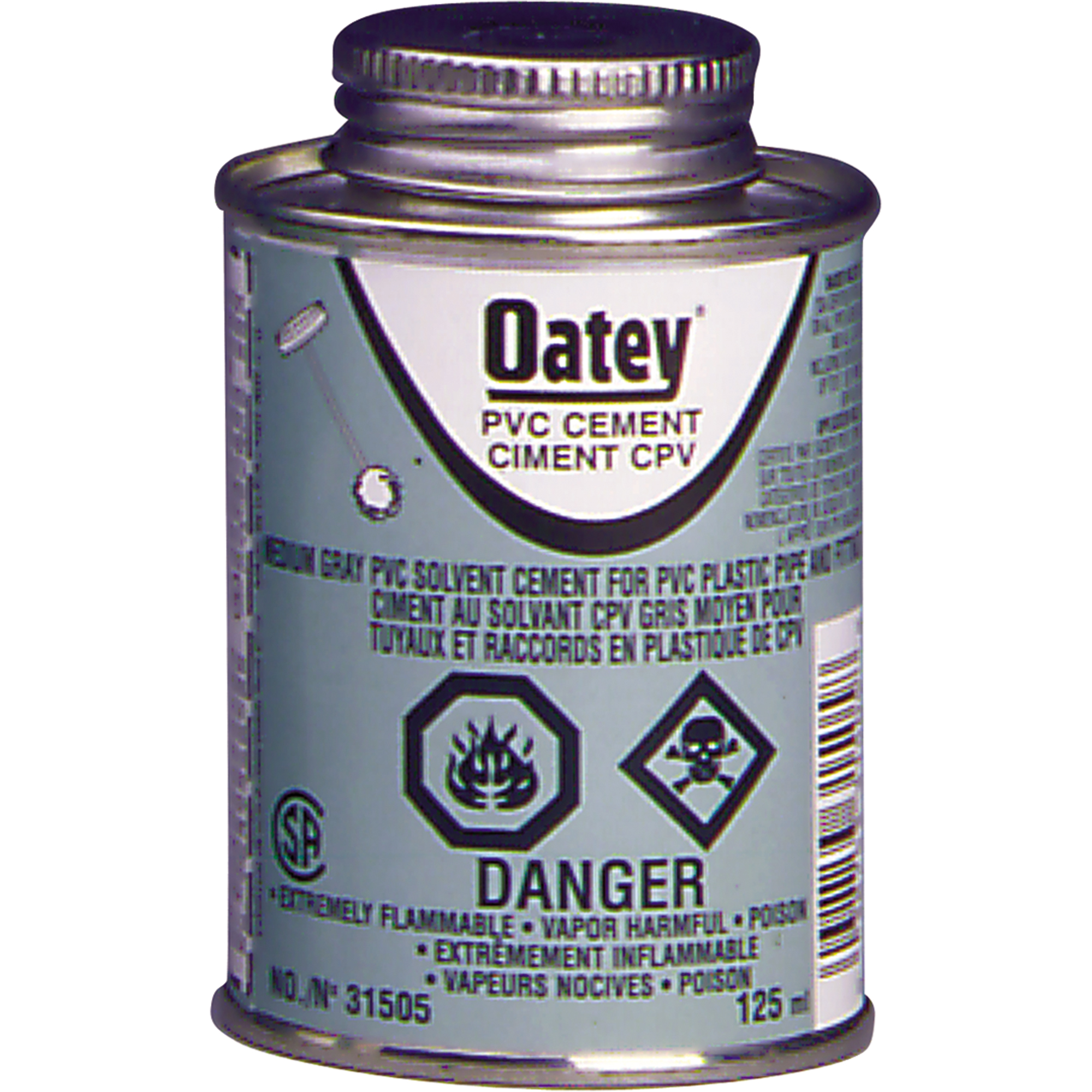 Ciment de PVC d'usage moyen, 473 ml, Canette à dessus brosse, Gris